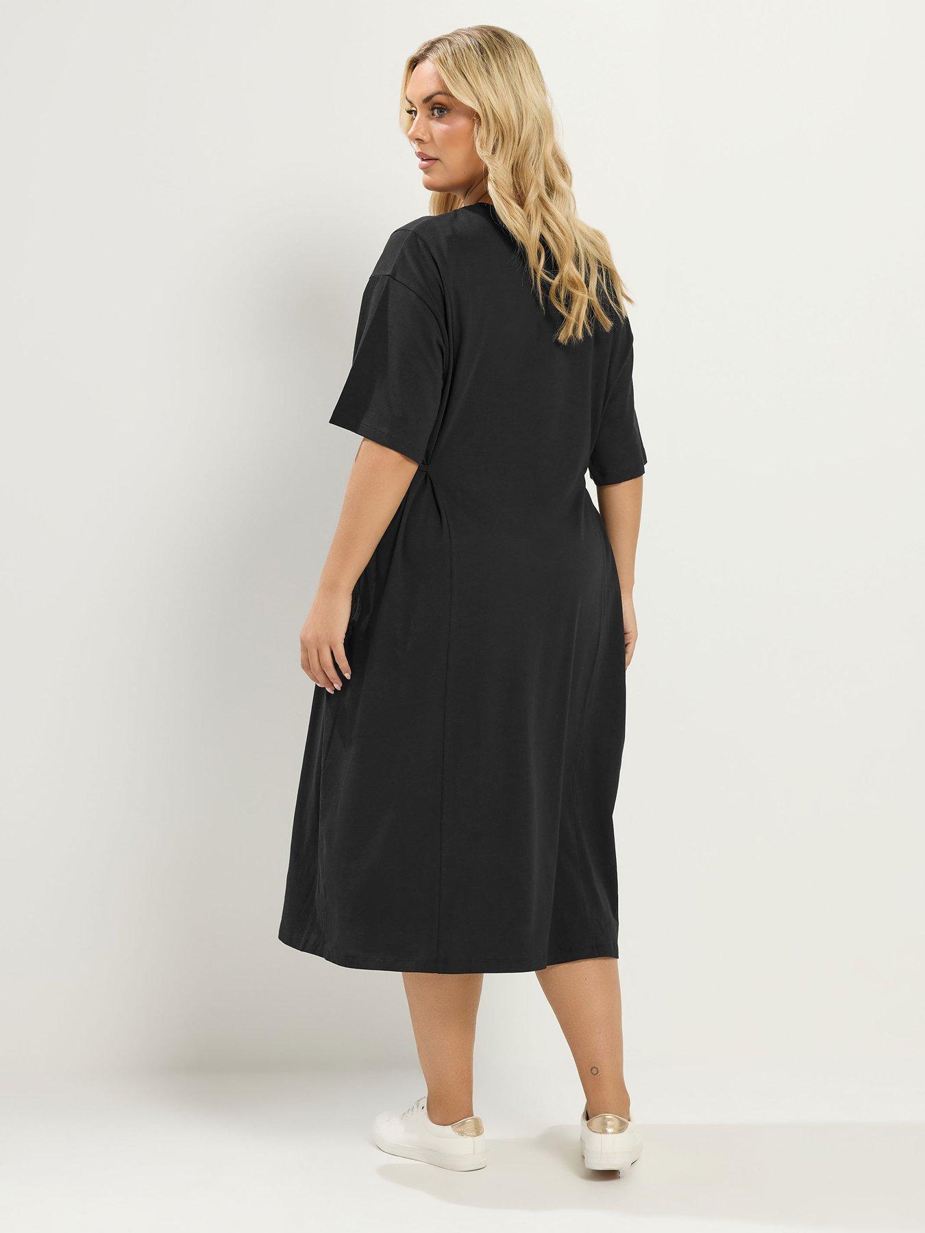 Image 2 of 4 of Yours Curve Tie Side Throw On Dress - Black