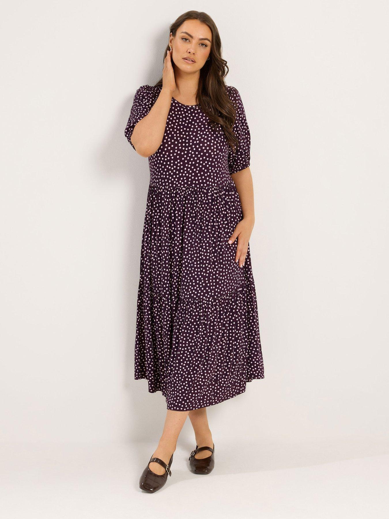 Image 1 of 4 of Yours Curve Short Sleeve Midi Dress - Brown