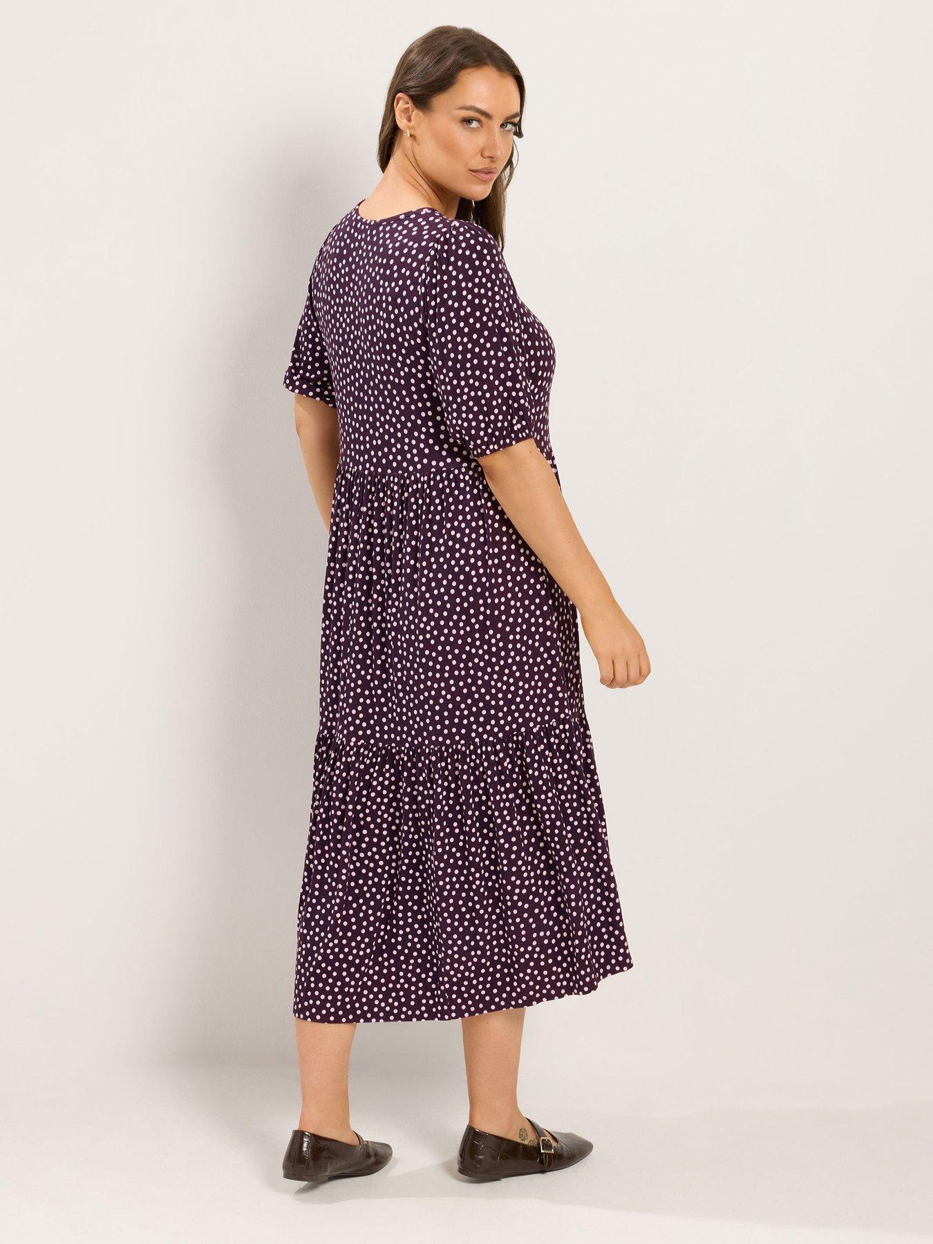 Image 2 of 4 of Yours Curve Short Sleeve Midi Dress - Brown