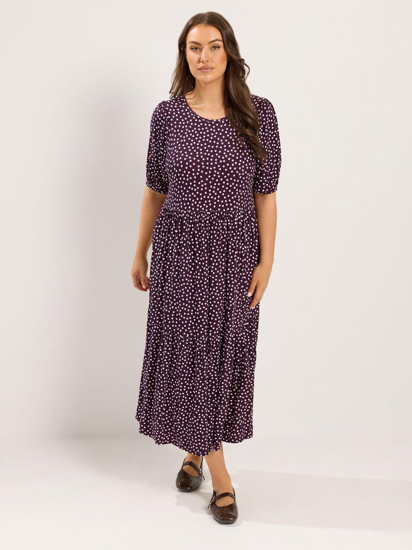 Image 3 of 4 of Yours Curve Short Sleeve Midi Dress - Brown