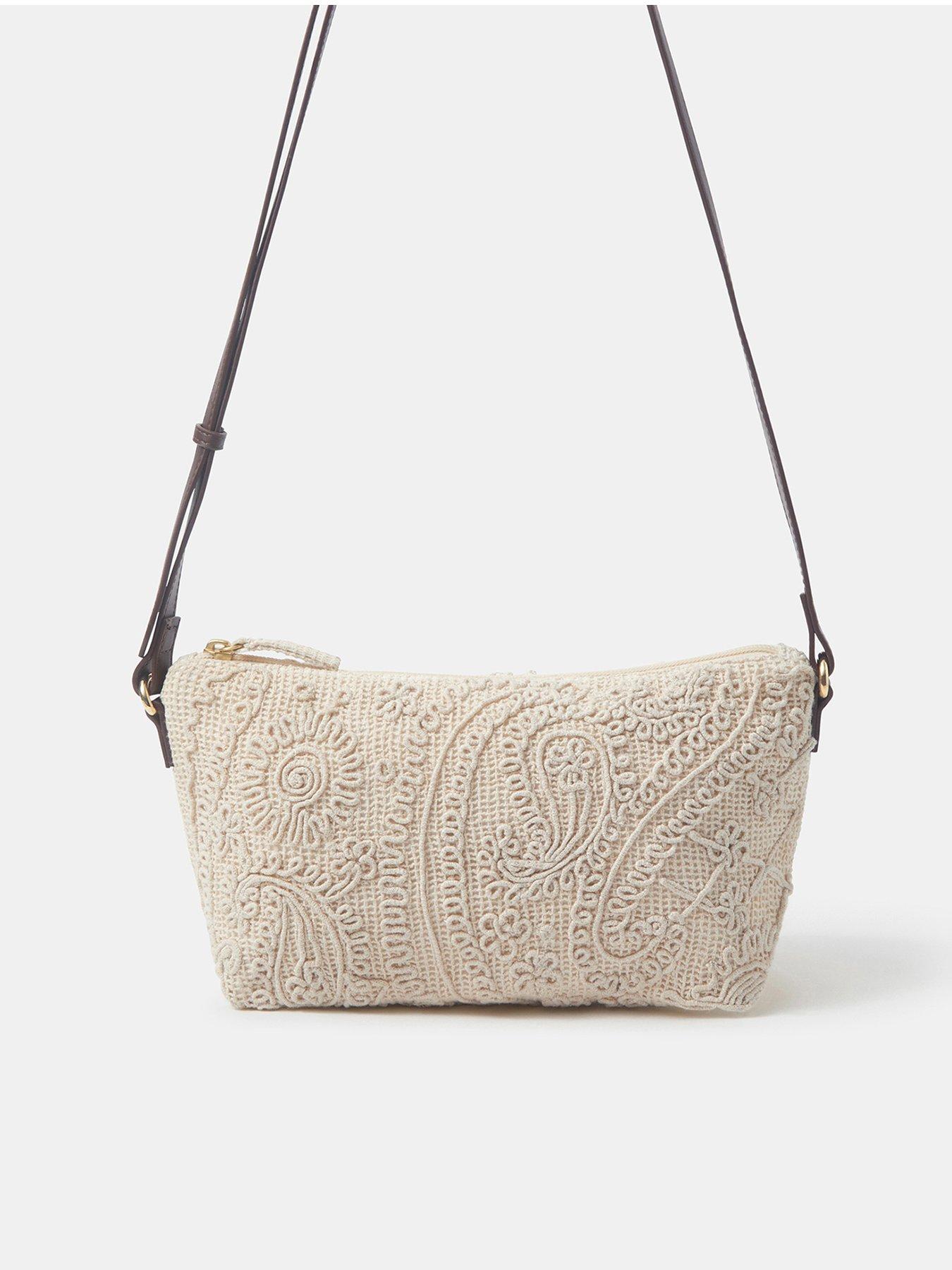 Accessorize Crochet Beach Crossbody Bag - Cream