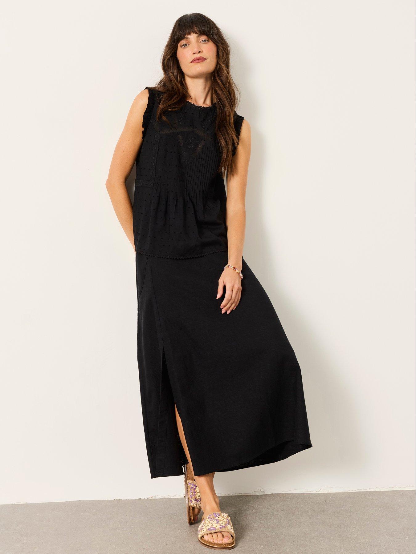 Image 3 of 6 of FatFace Gi Embroidered Sleeveless Blouse - Black