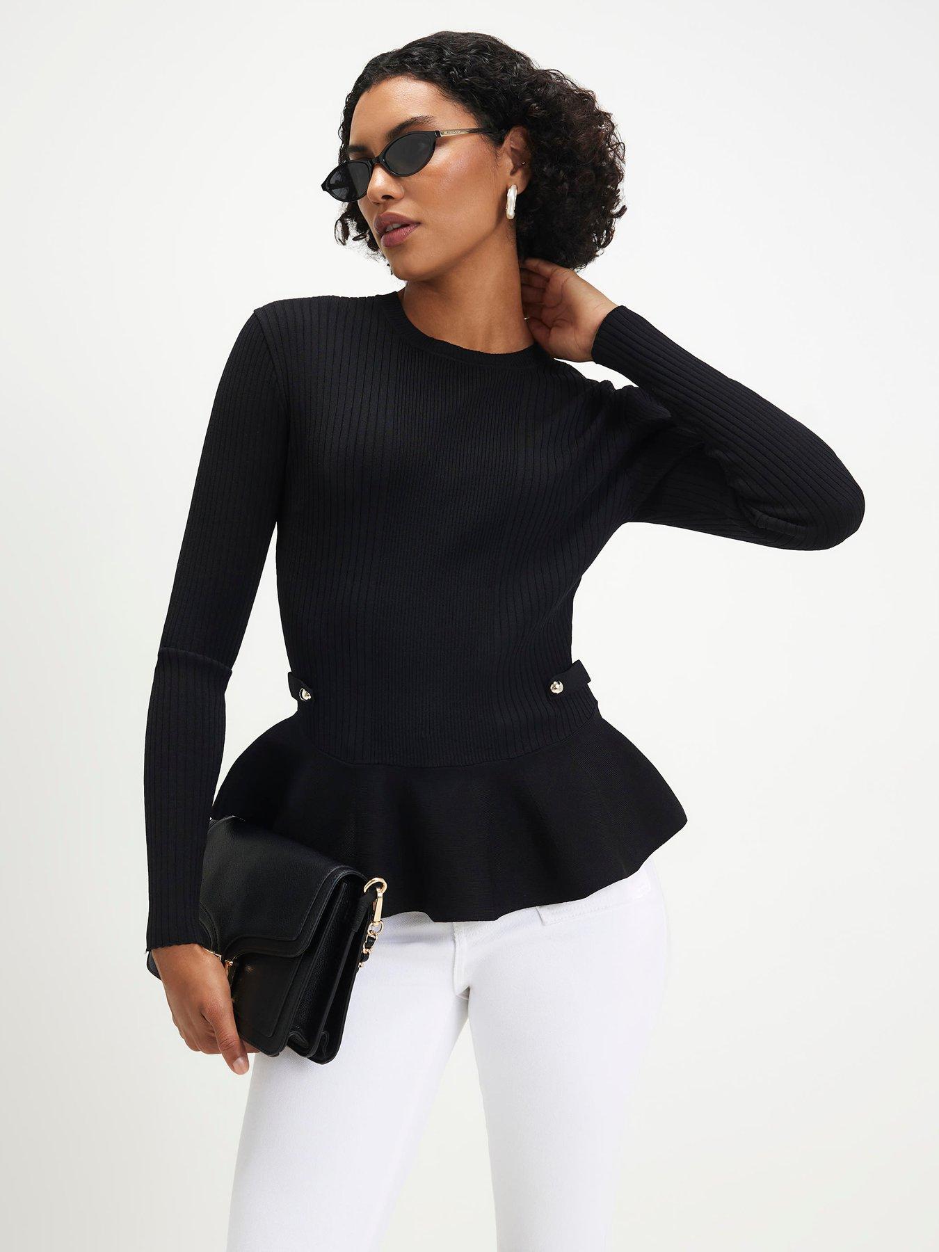 Image 1 of 6 of River Island Long Sleeve Peplum Top
