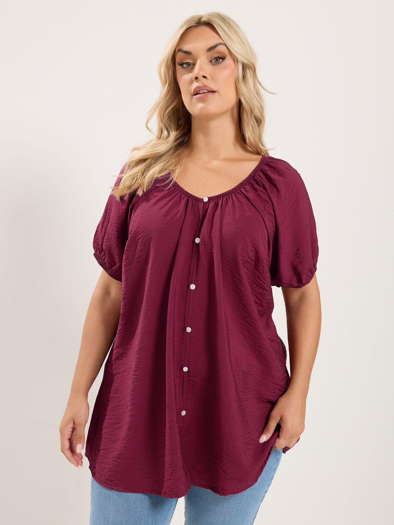 Yours Curve Crochet Gypsy Top - Red