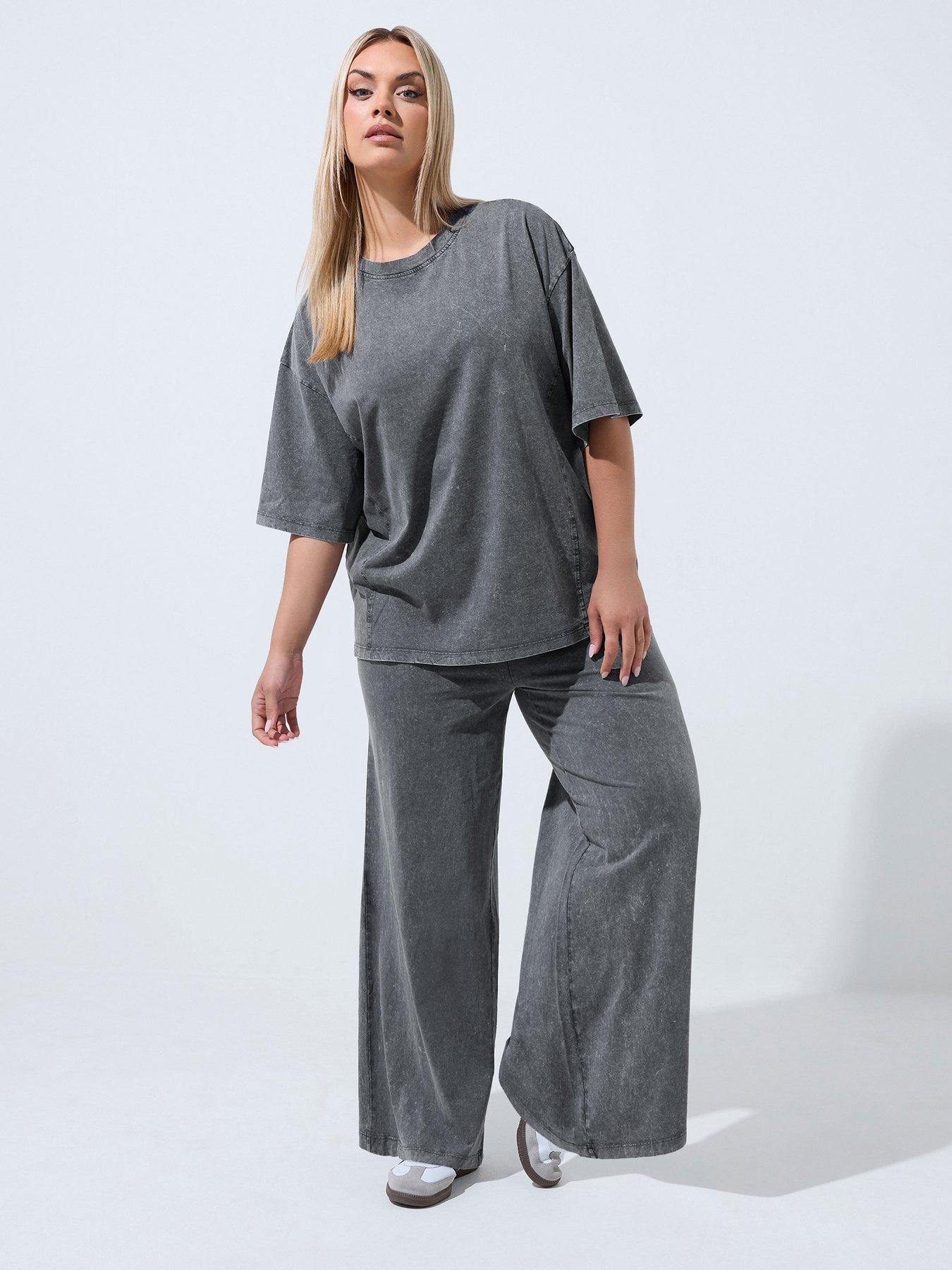 Image 3 of 4 of Yours Curve Acid Wash Top - Grey