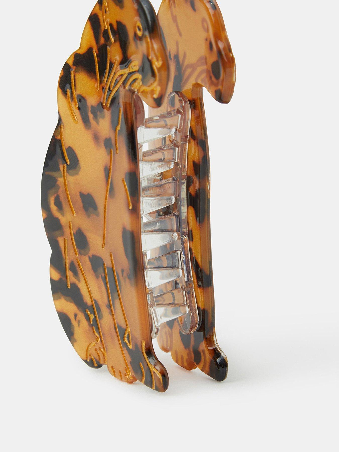 Image 2 of 2 of Accessorize Leopard Claw Hair Clip - Brown