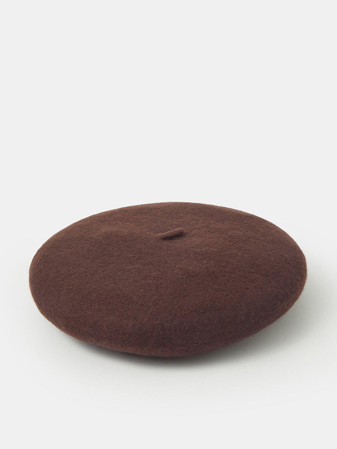 Image 1 of 4 of Accessorize Wool Beret Hat - Brown