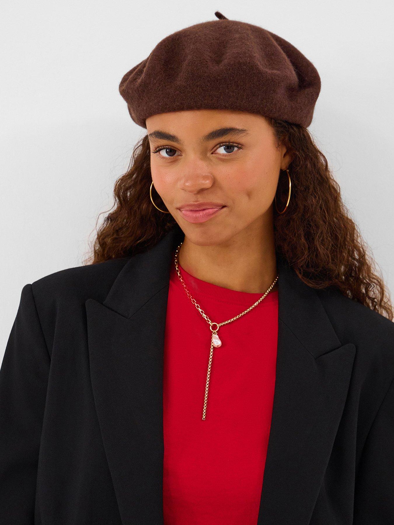Image 2 of 4 of Accessorize Wool Beret Hat - Brown
