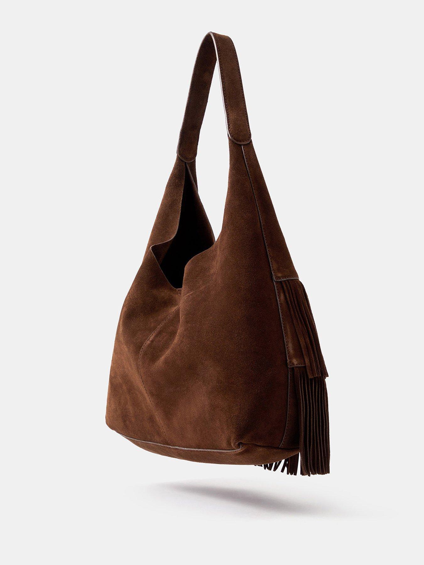 Image 3 of 5 of Accessorize Suede Fringe Shoulder Bag - Brown
