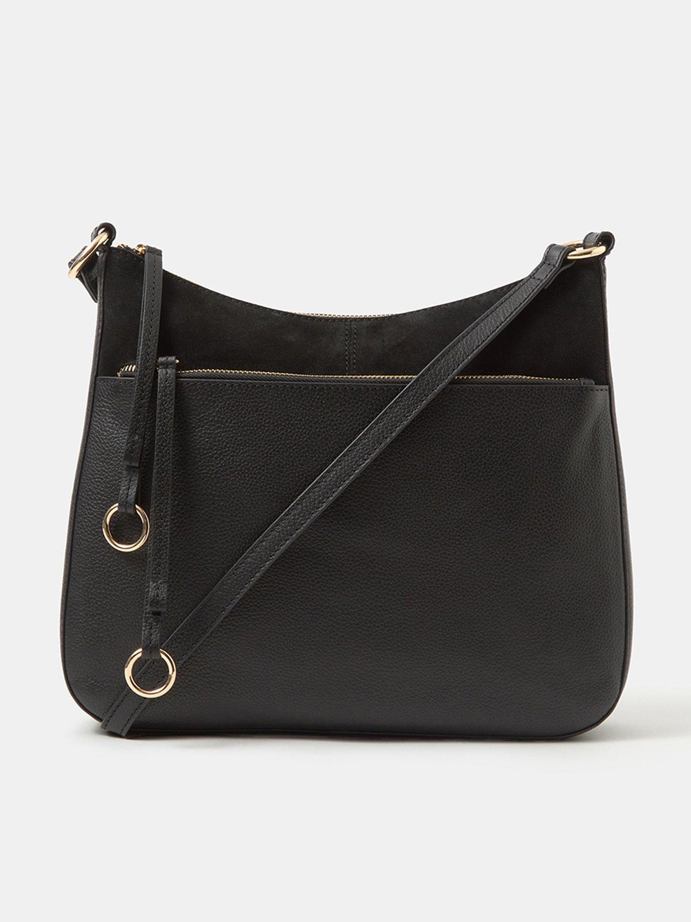 Image 1 of 5 of Accessorize Leather Curved Messenger Bag