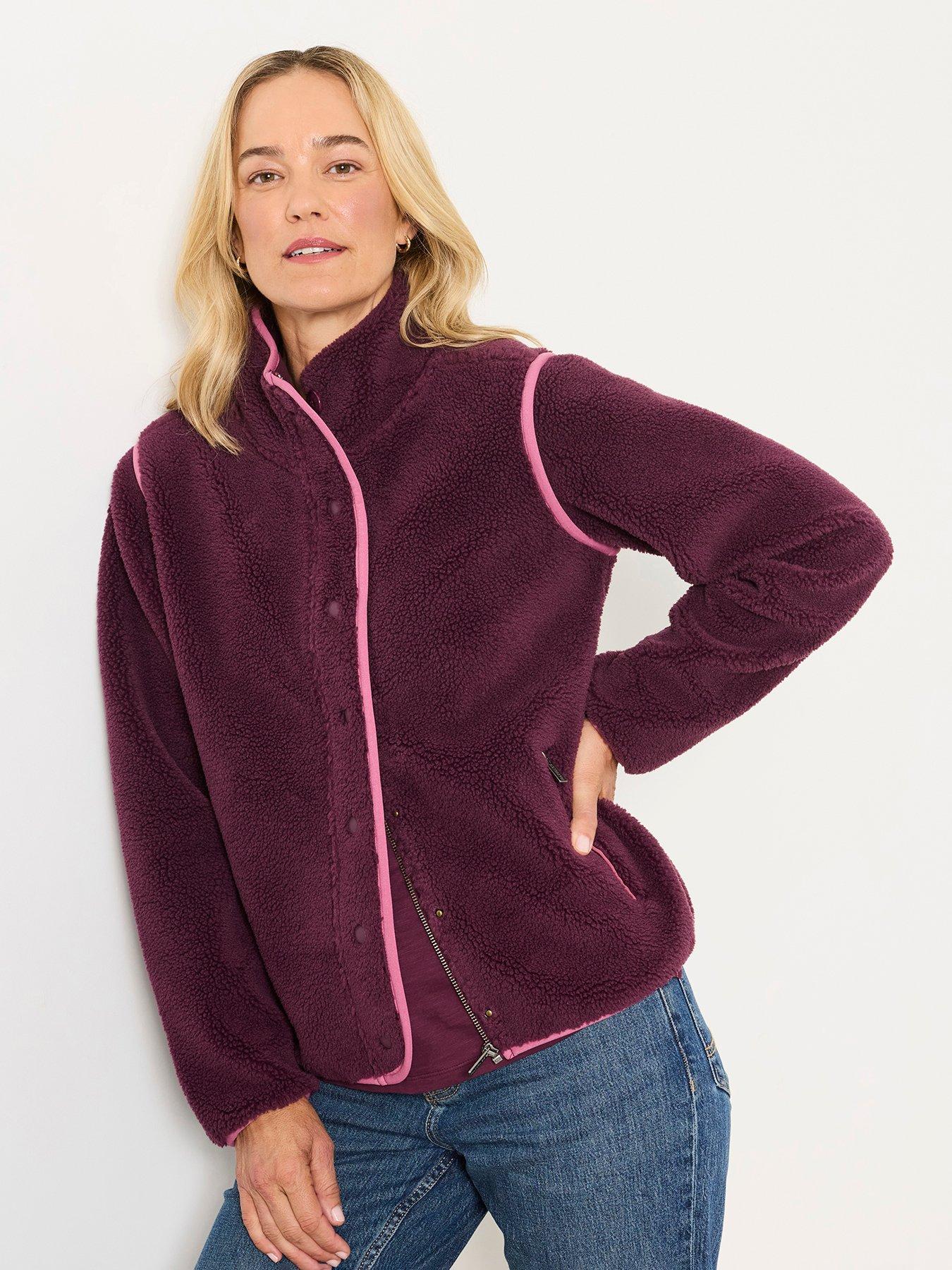 Image 1 of 6 of FatFace Womens Ellie Borg Fleece Zip Bomber Jacket - Red