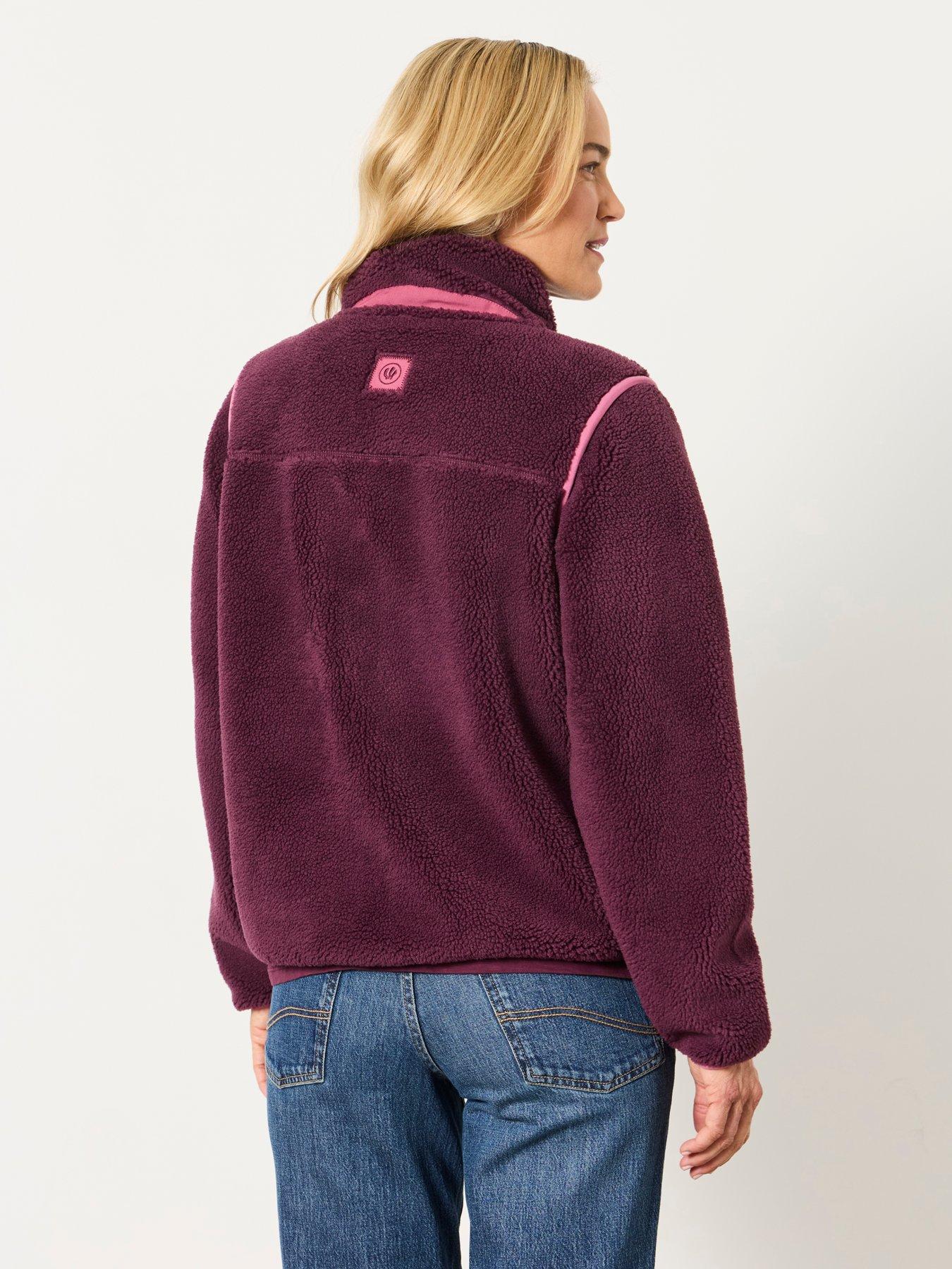 Image 2 of 6 of FatFace Womens Ellie Borg Fleece Zip Bomber Jacket - Red
