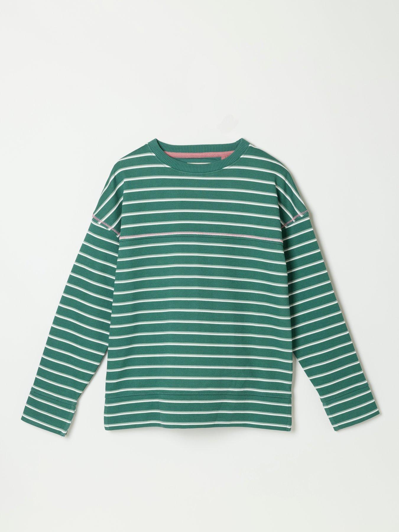 Image 6 of 6 of FatFace Airlie Stripe Crew Neck Long Sleeve Top - Green