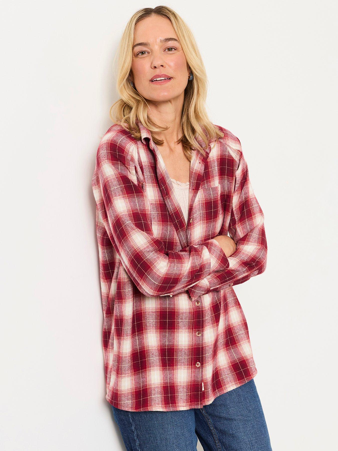 Image 1 of 6 of FatFace Women's Bessie Checked Button-Down Shirt - Red