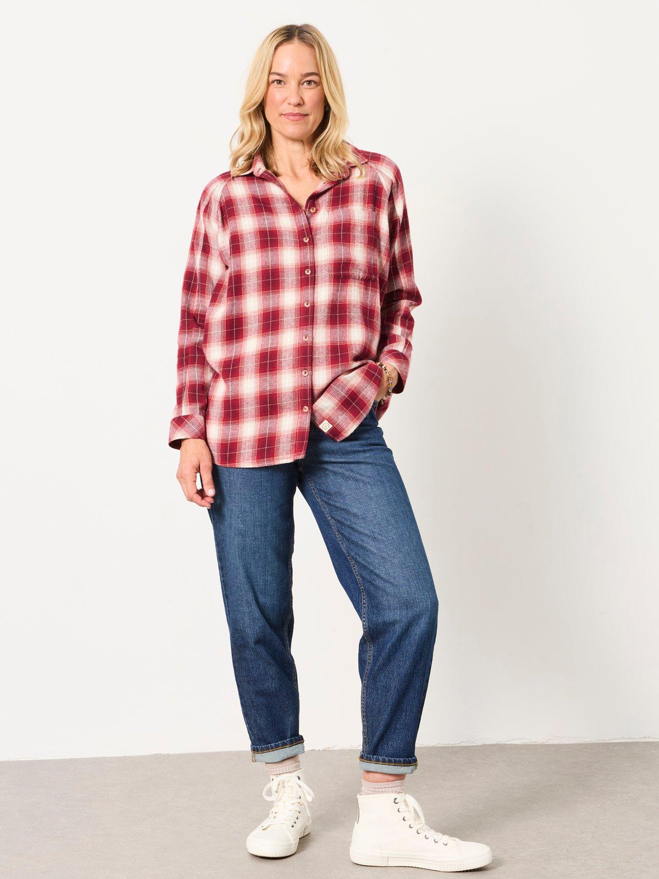 Image 3 of 6 of FatFace Women's Bessie Checked Button-Down Shirt - Red