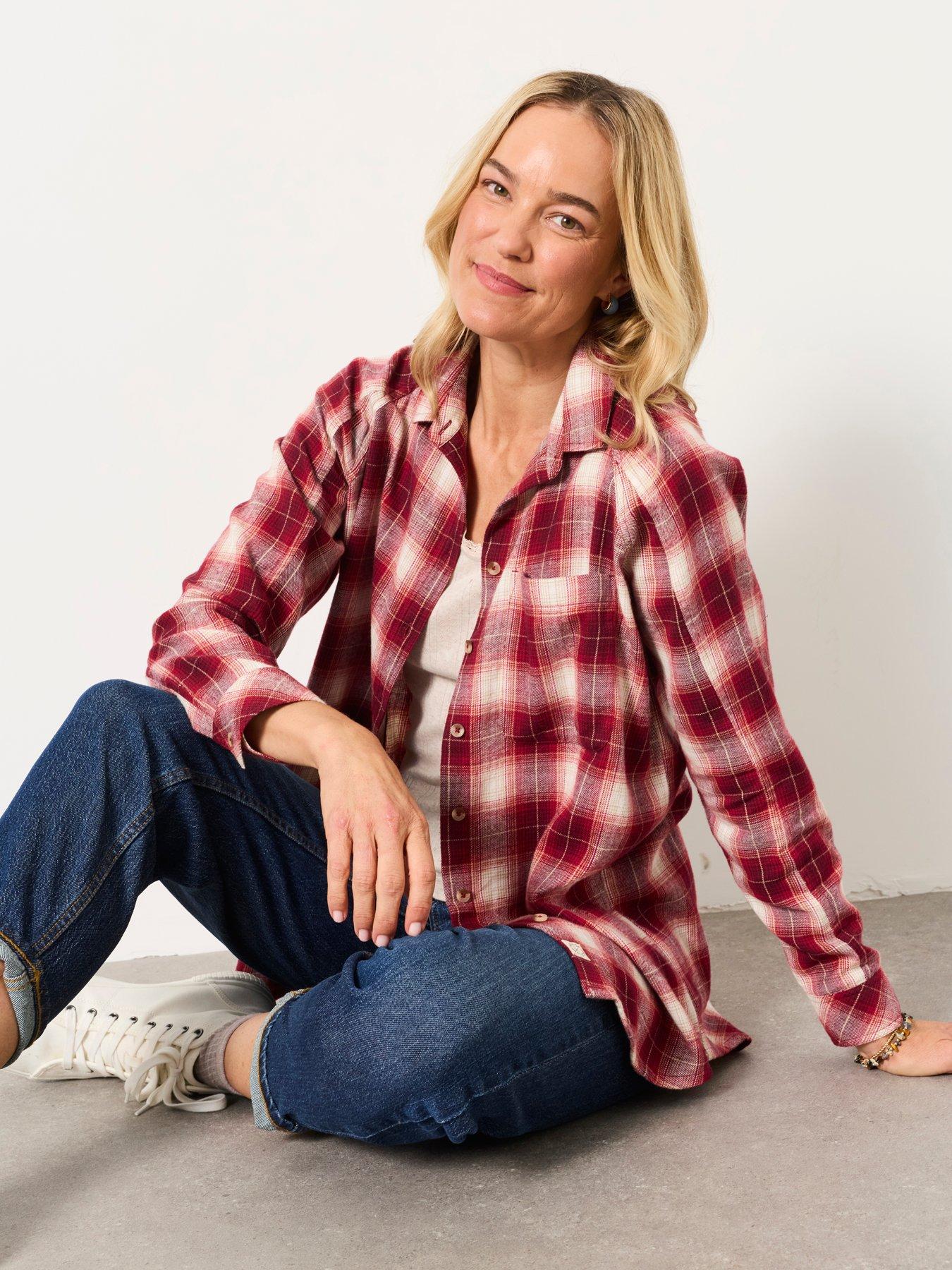Image 4 of 6 of FatFace Women's Bessie Checked Button-Down Shirt - Red