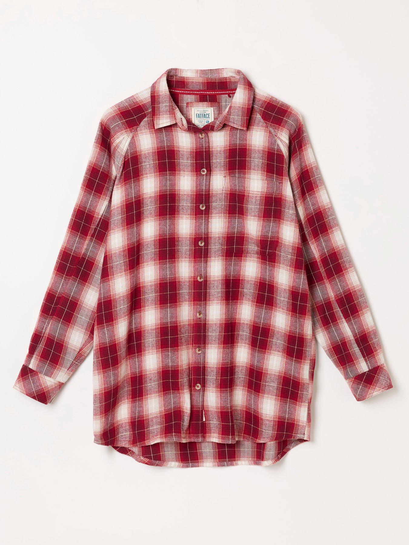 Image 6 of 6 of FatFace Women's Bessie Checked Button-Down Shirt - Red