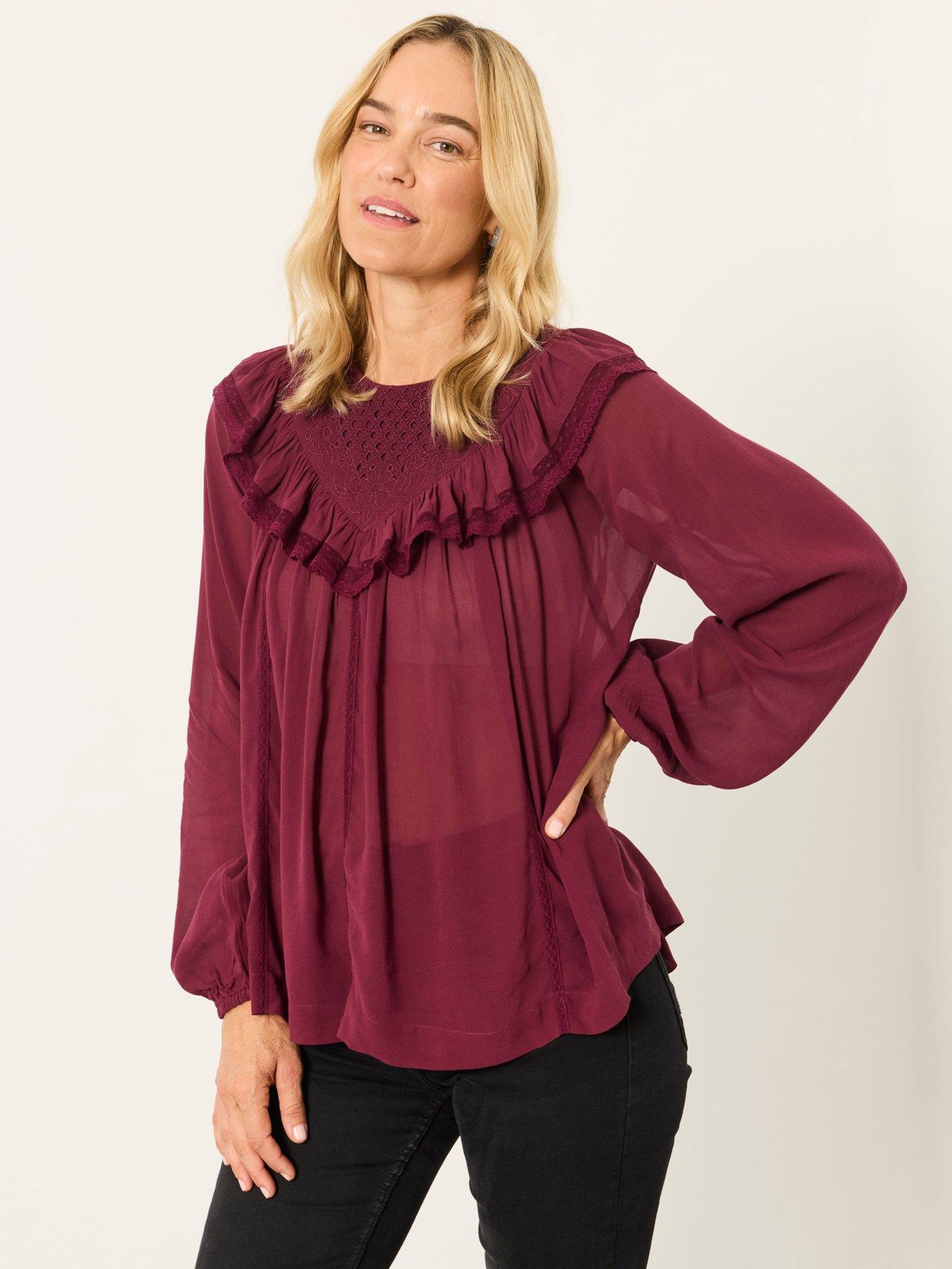 Image 1 of 6 of FatFace Women's Ginny Long Sleeve Blouse - Purple