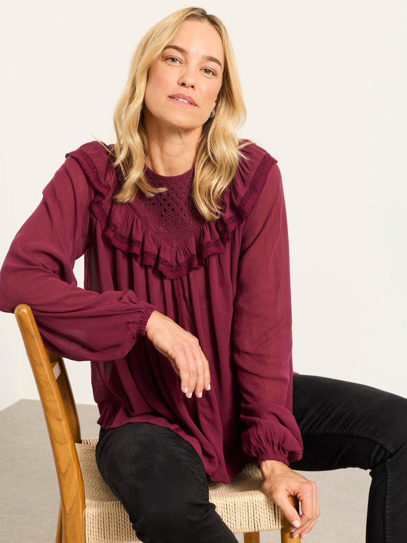 Image 3 of 6 of FatFace Women's Ginny Long Sleeve Blouse - Purple