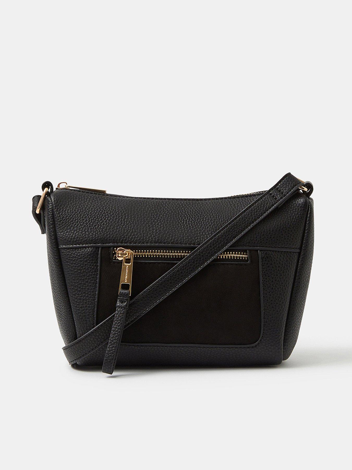 Image 1 of 4 of Accessorize Double Zip Crossbody Bag - Black