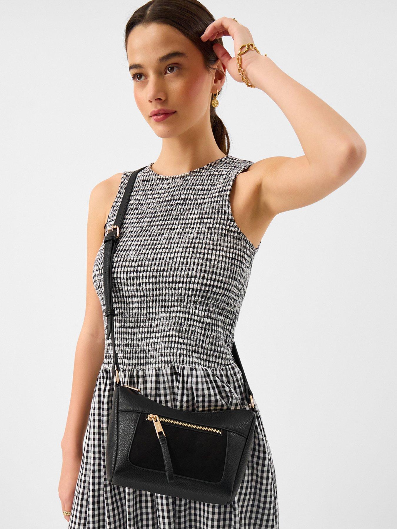 Image 2 of 4 of Accessorize Double Zip Crossbody Bag - Black