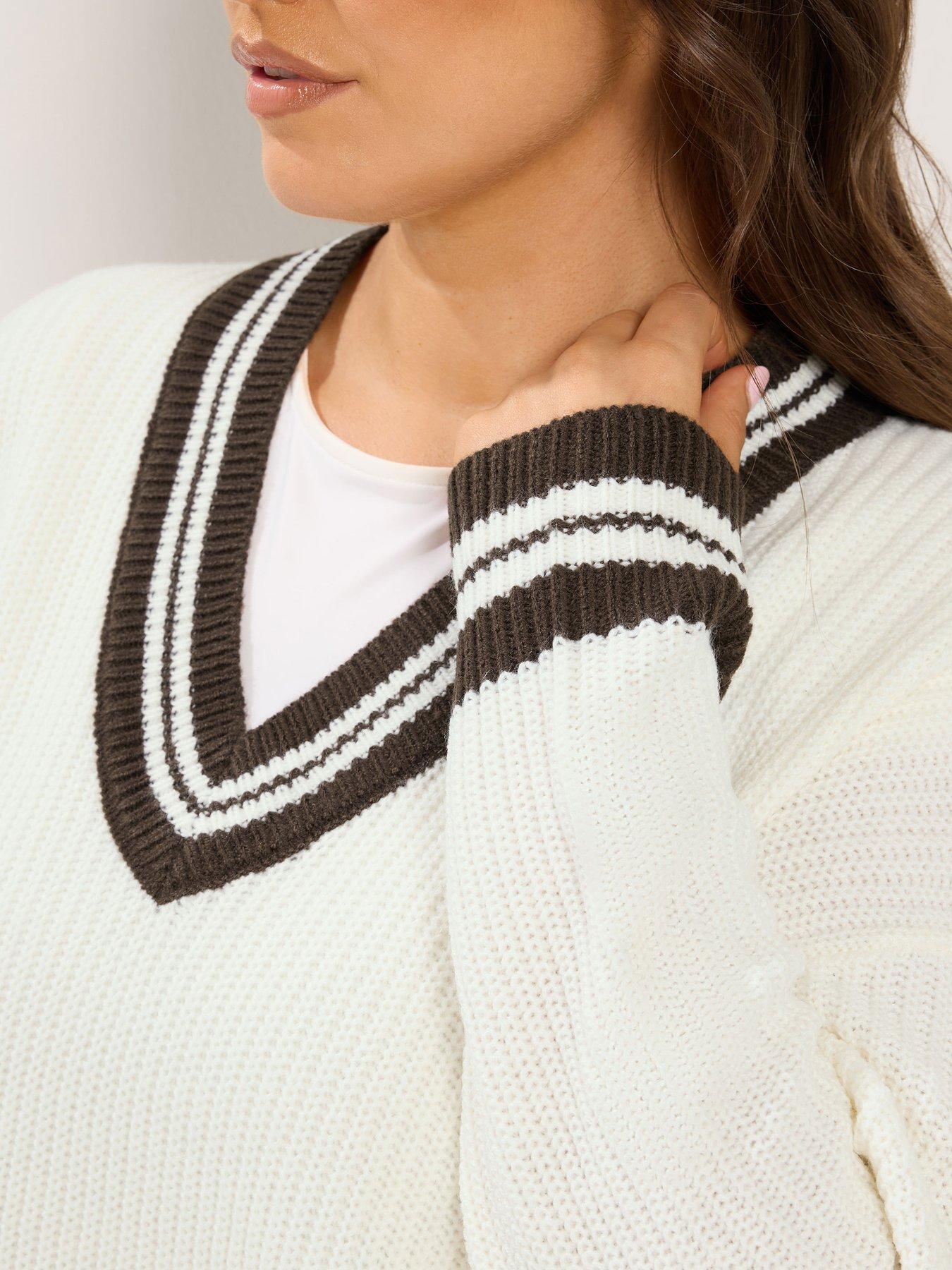 Image 4 of 4 of Yours Curve Tennis Jumper - White
