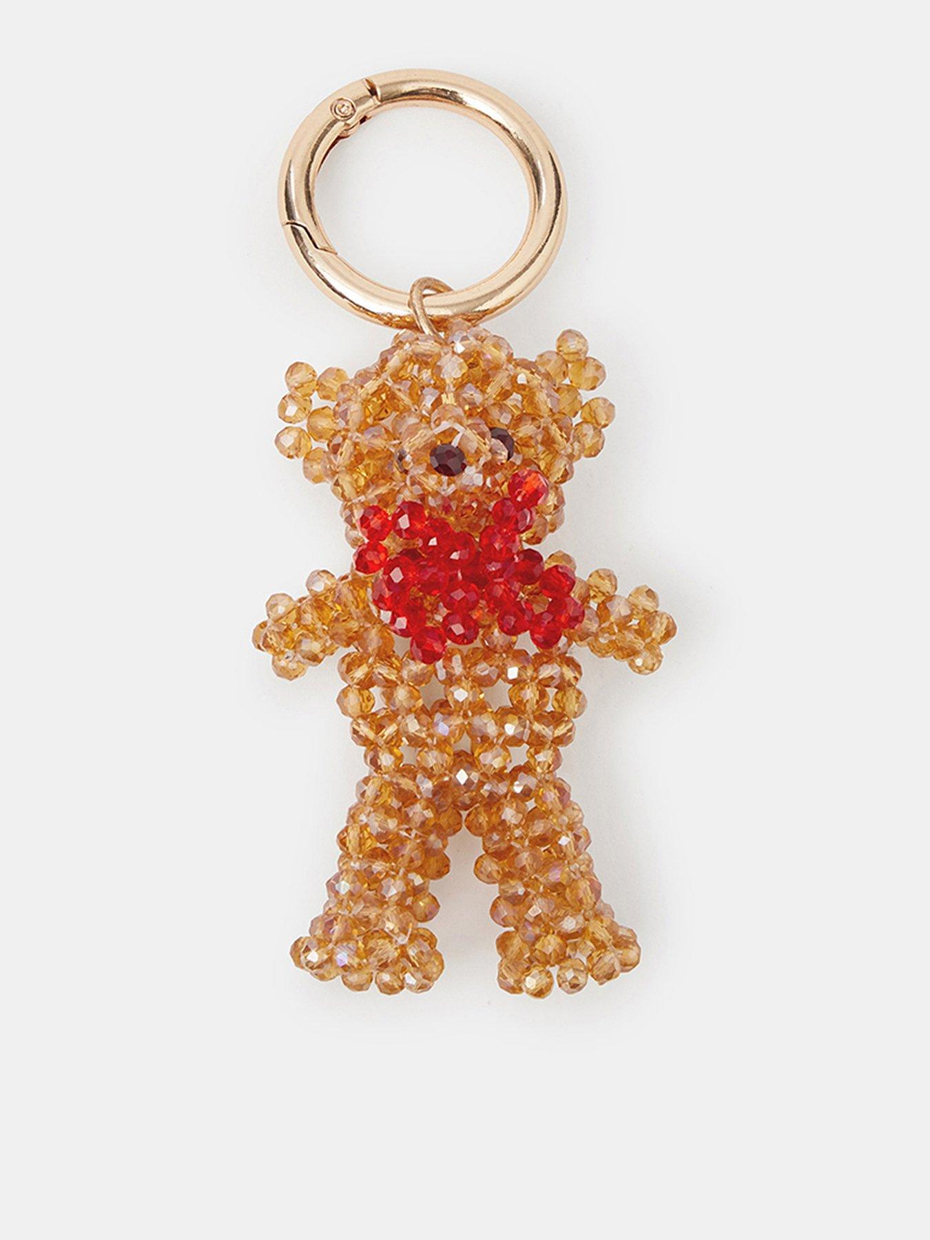 Accessorize Beaded Teddy Bear Bag Charm - Brown