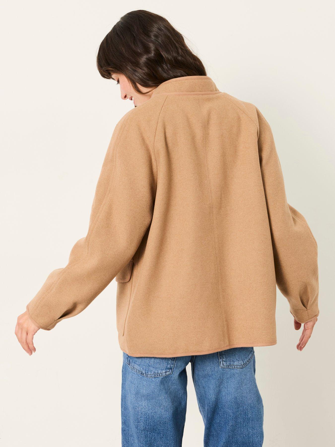 Image 2 of 7 of FatFace Womens Orla Wool-Blend Stand Collar Jacket - Tan