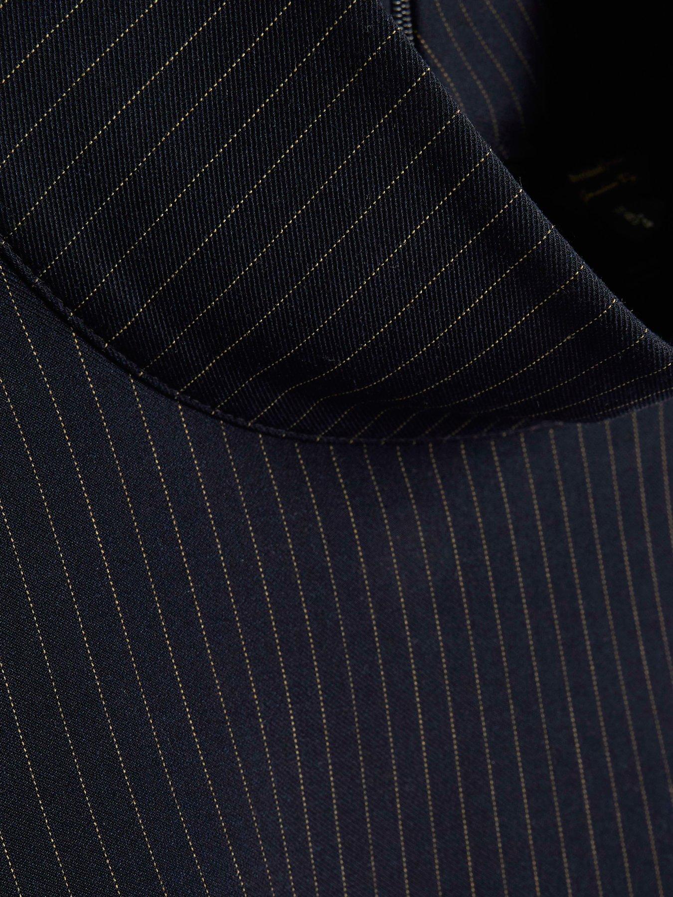 Image 6 of 6 of River Island Short High Neck Pinstripe Top - Blue