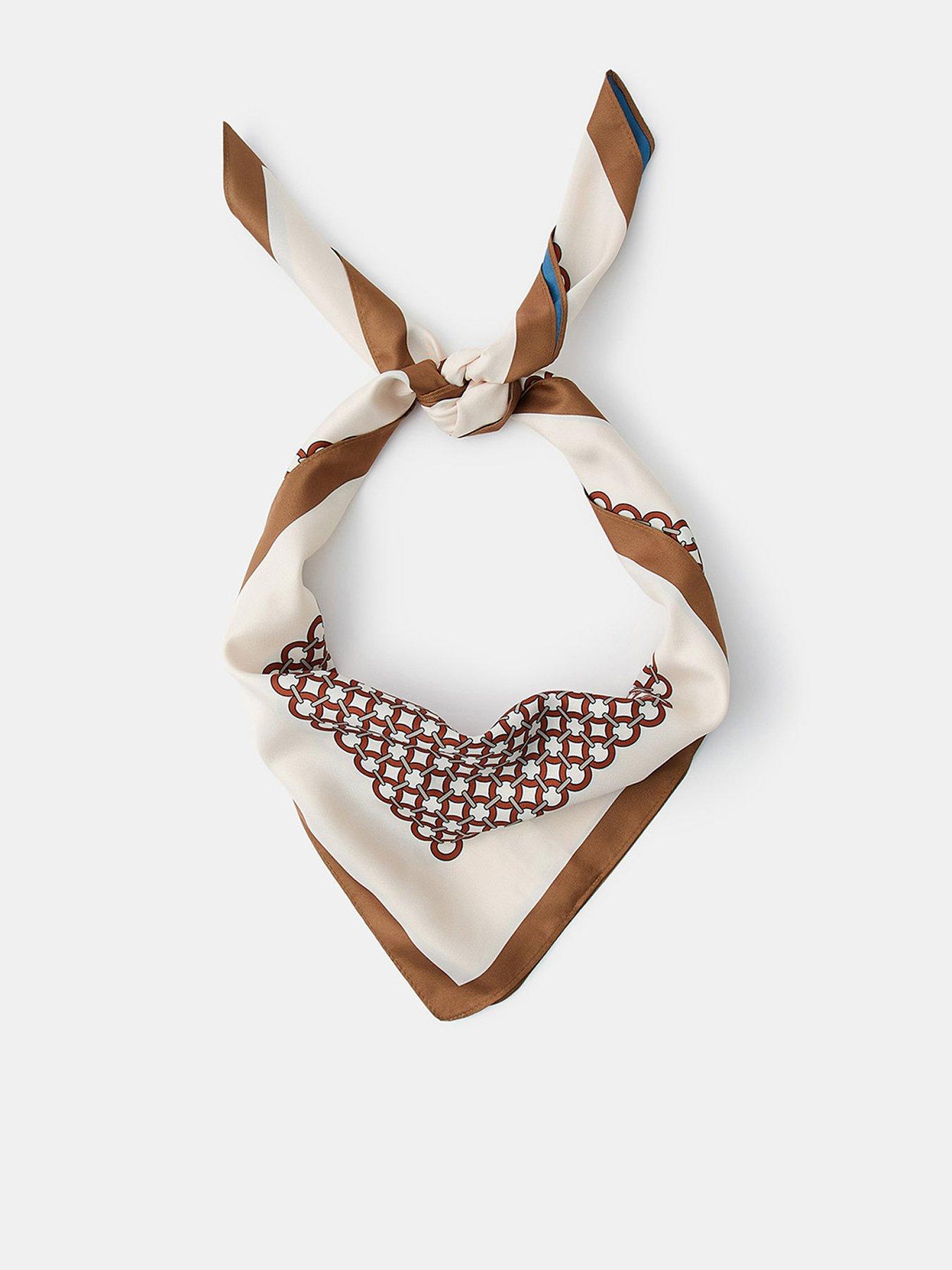 Accessorize Reversible Tile Print Square Satin Scarf - Brown