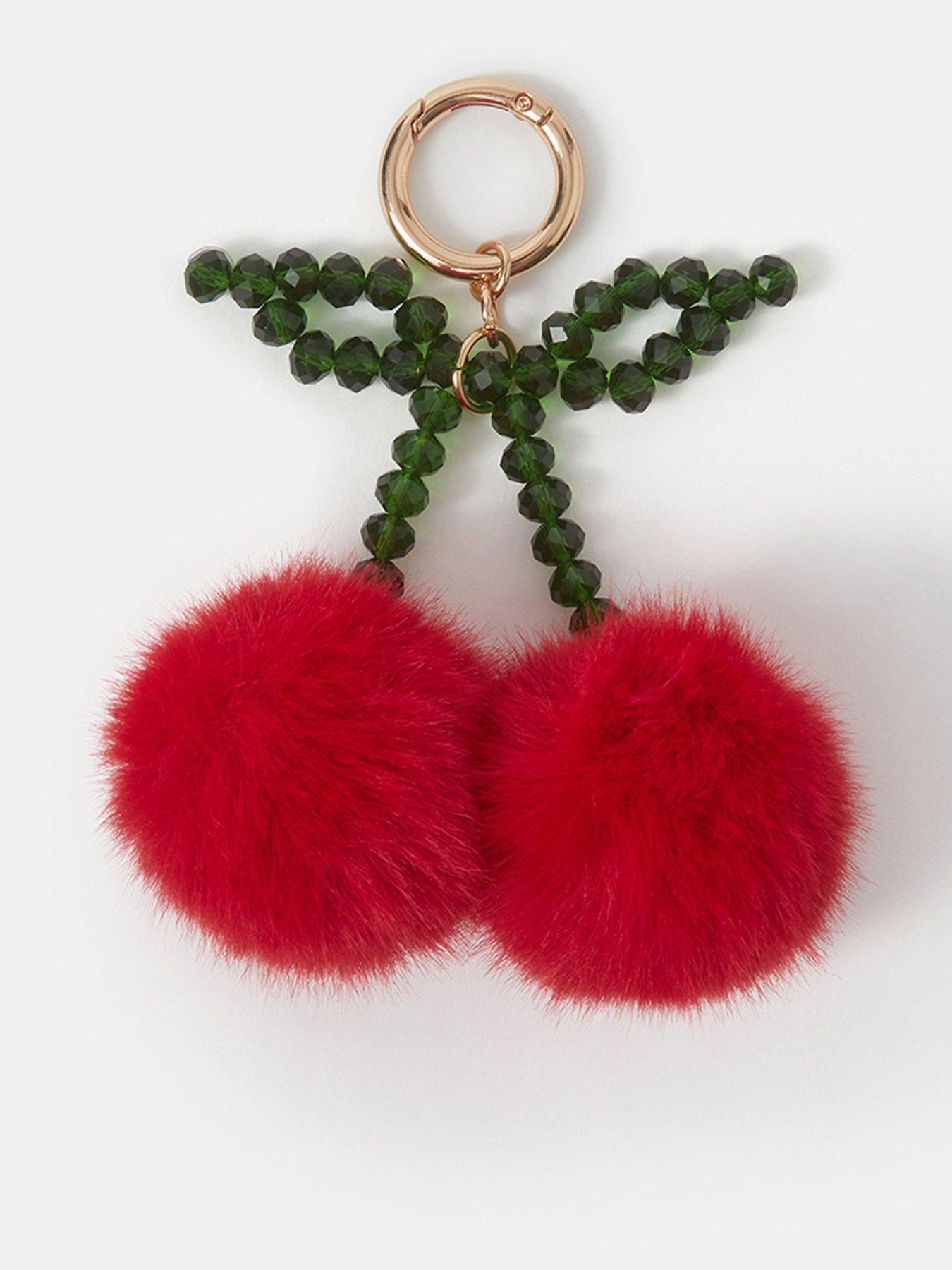 Accessorize Cherry Pom Bag Charm - Red