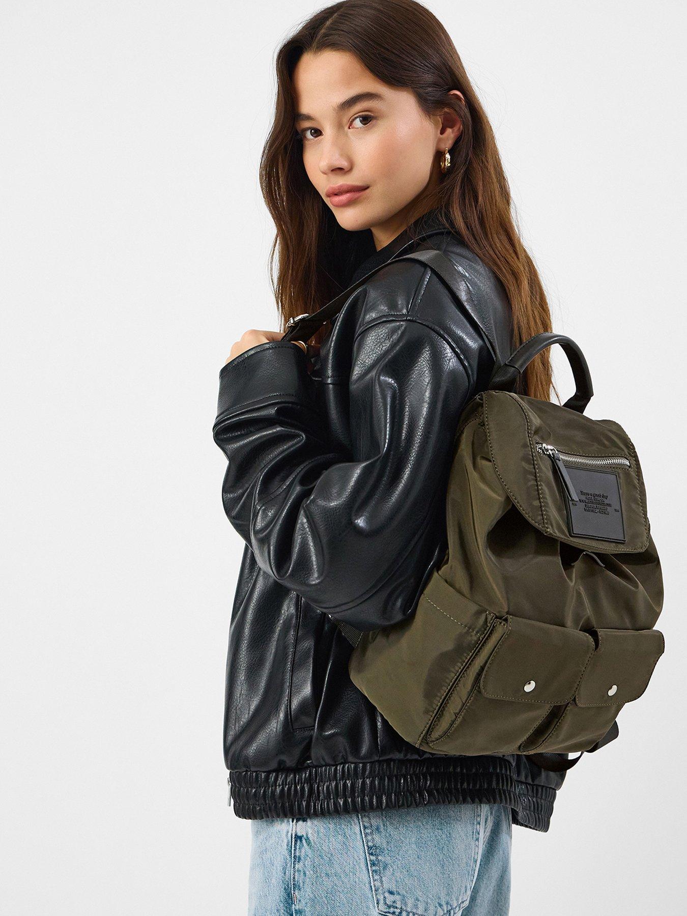 Image 2 of 5 of Accessorize Nylon Multi Pocket Backpack - Green
