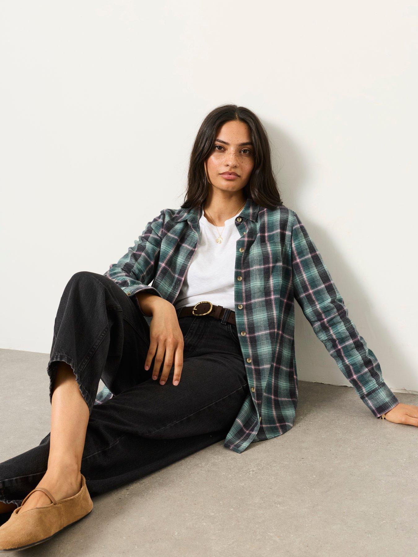 Image 5 of 6 of FatFace Women's Olivia Checked Button-Through Shirt - Blue