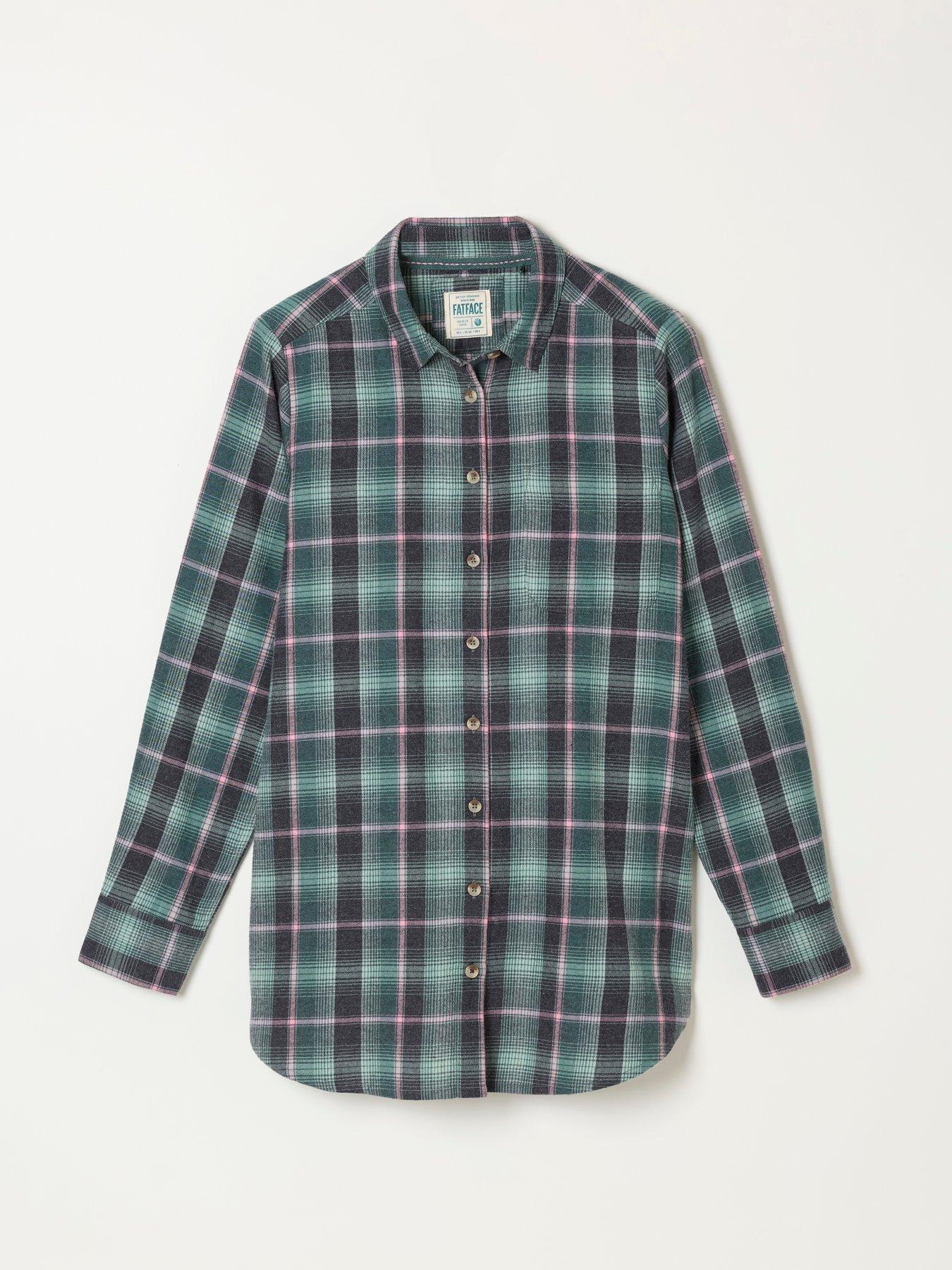 Image 6 of 6 of FatFace Women's Olivia Checked Button-Through Shirt - Blue