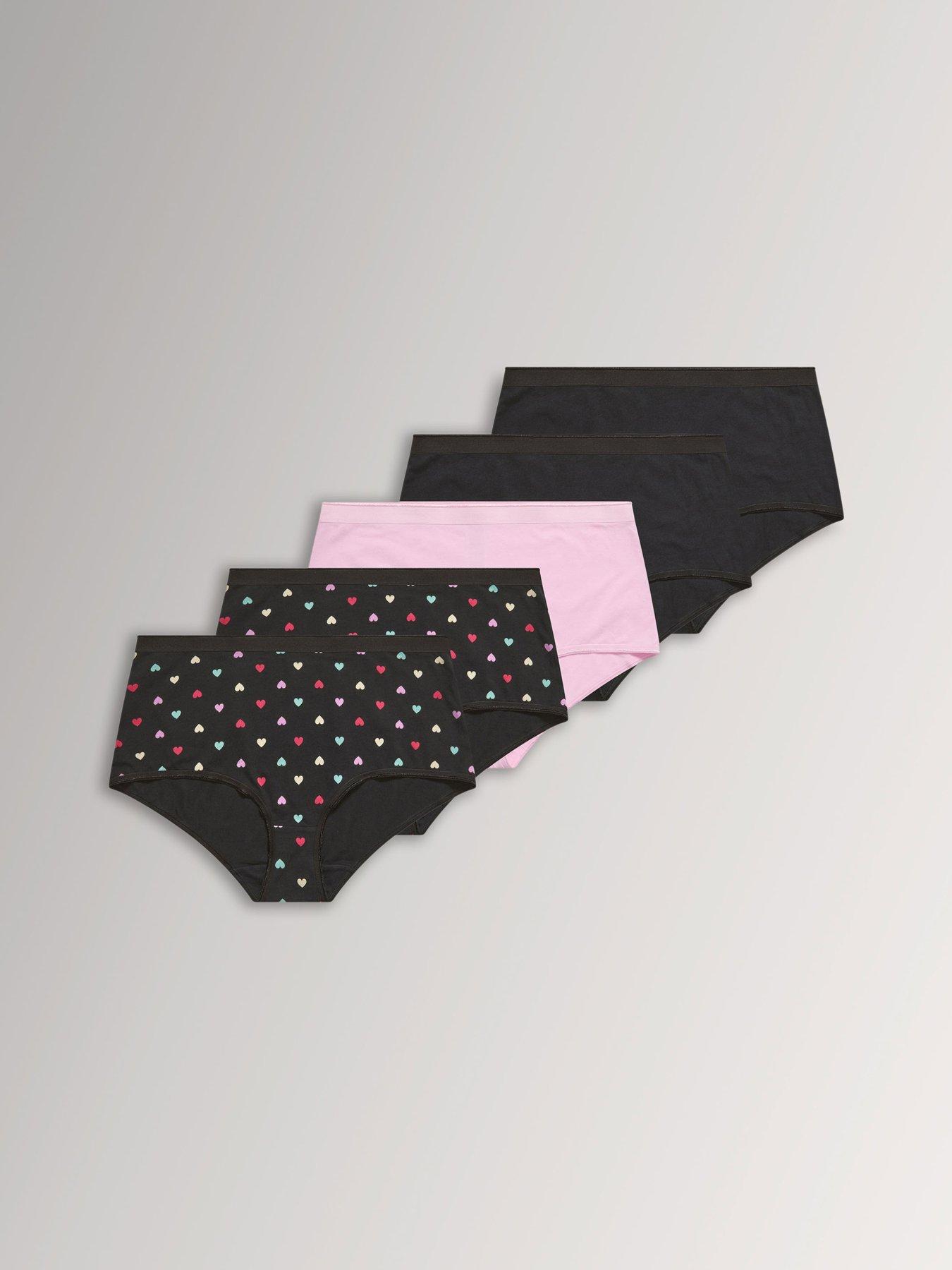 Yours Curve 5 Pack Pastel Hearts Full Briefs