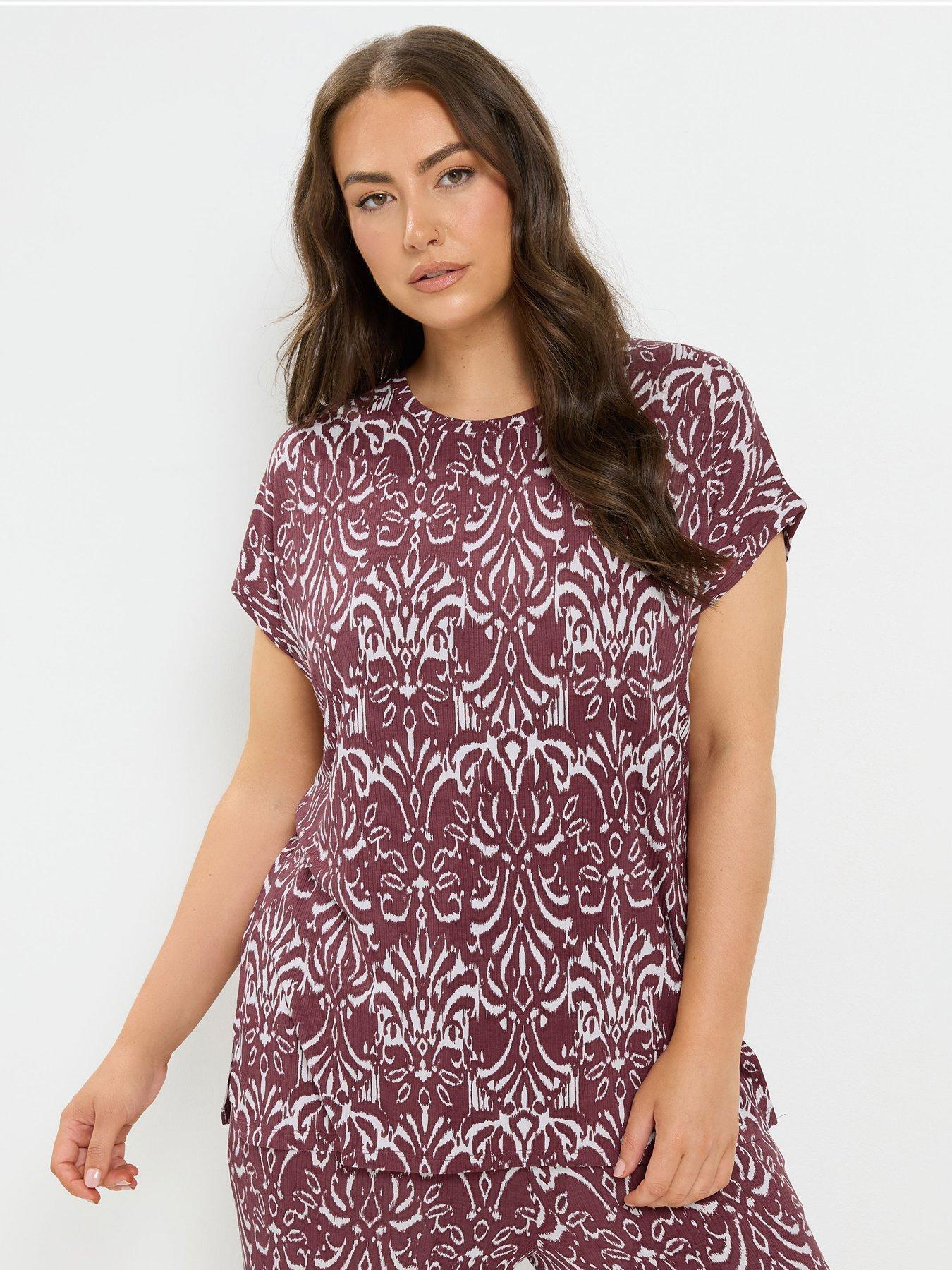 Yours YOURS Curve Ikat T-Shirt - Red