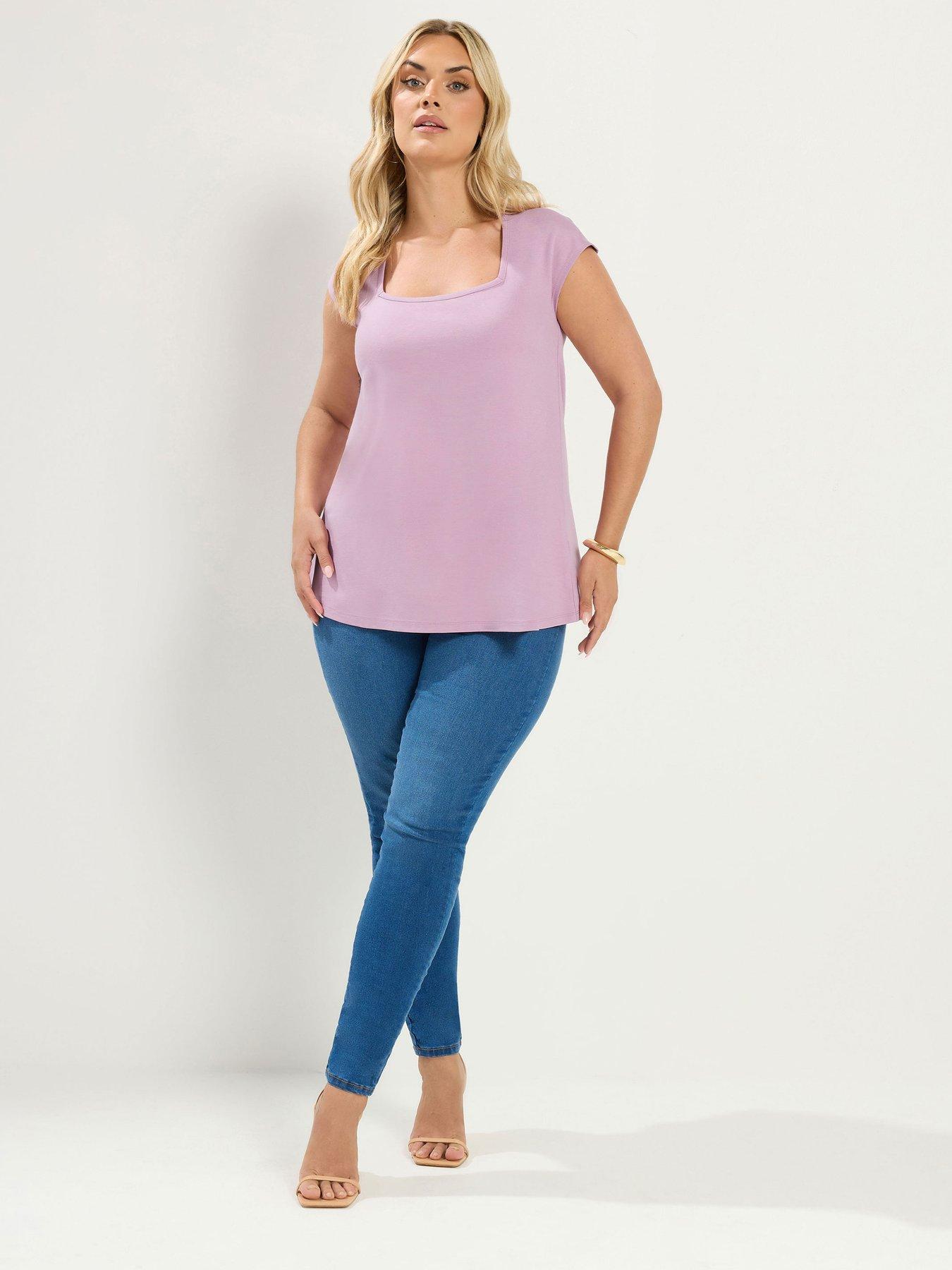 Image 3 of 4 of Yours Curve Cap Sleeve Top - Pink