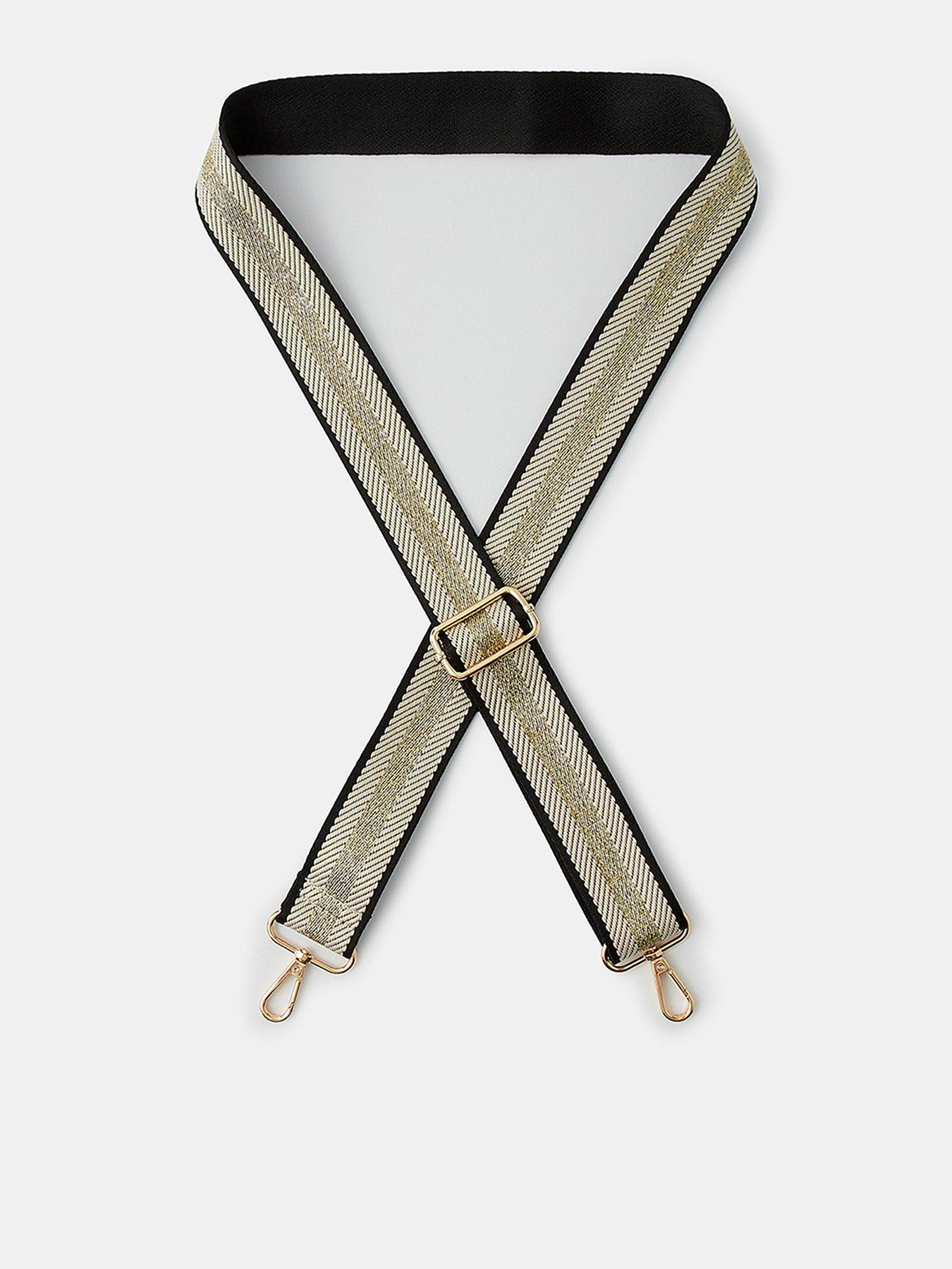 Monsoon Adjustable Metallic Chevron Webbing Bag Strap - Cream