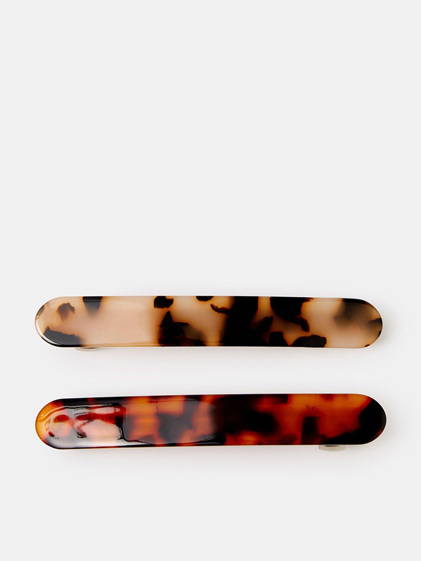 Image 1 of 2 of Accessorize Tortoiseshell Effect Barrette Hair Clip Set 2 Pack - Multi