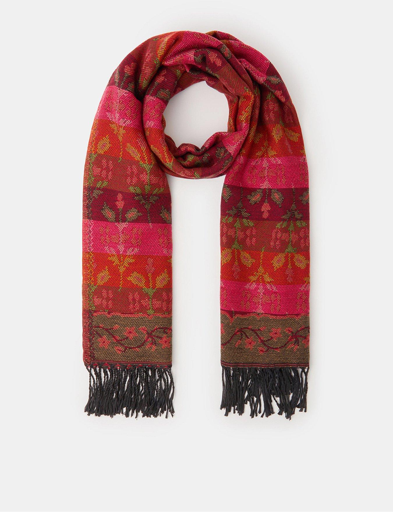 Image 1 of 2 of Accessorize Floral Stripe Jacquard Blanket Scarf - Multi