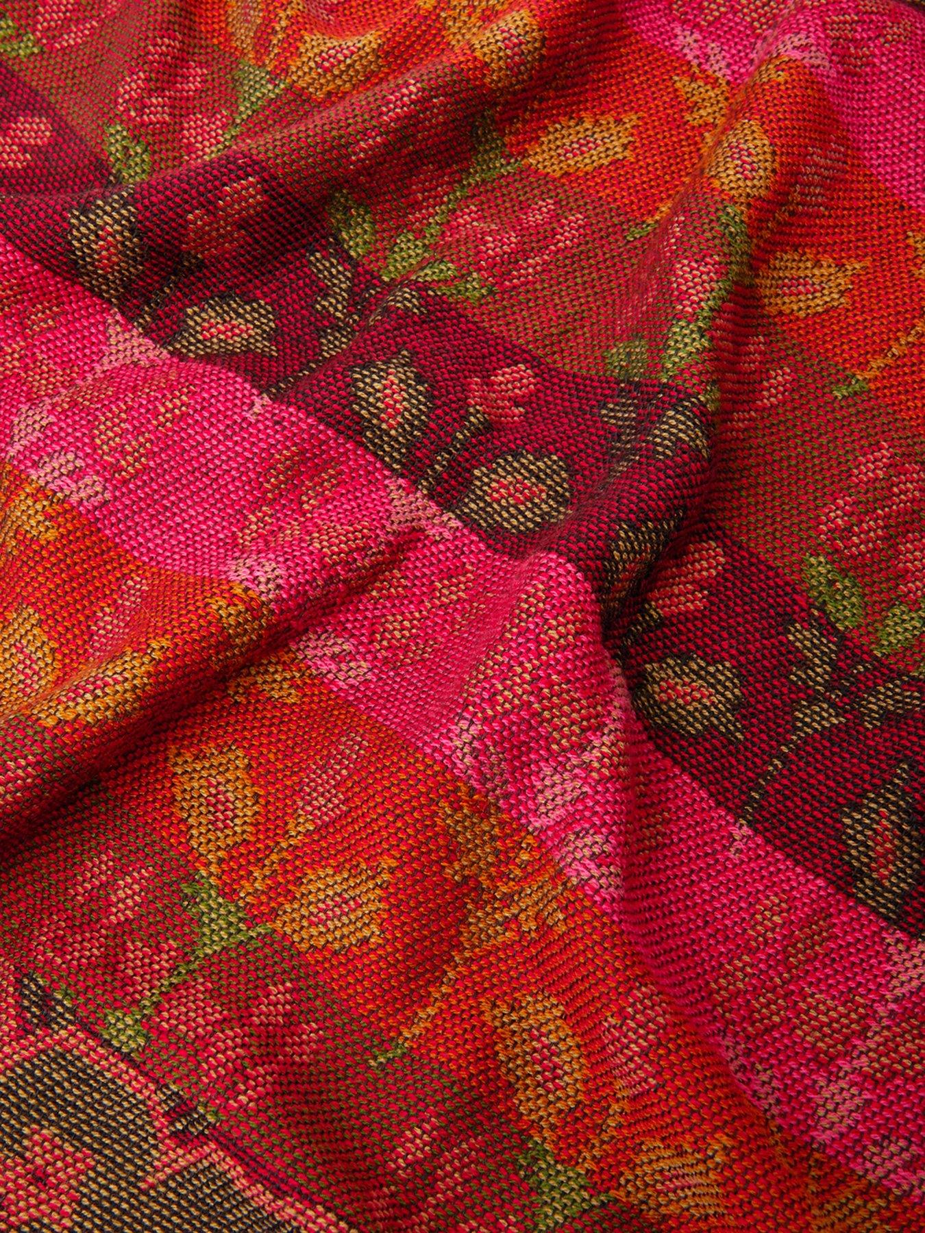 Image 2 of 2 of Accessorize Floral Stripe Jacquard Blanket Scarf - Multi