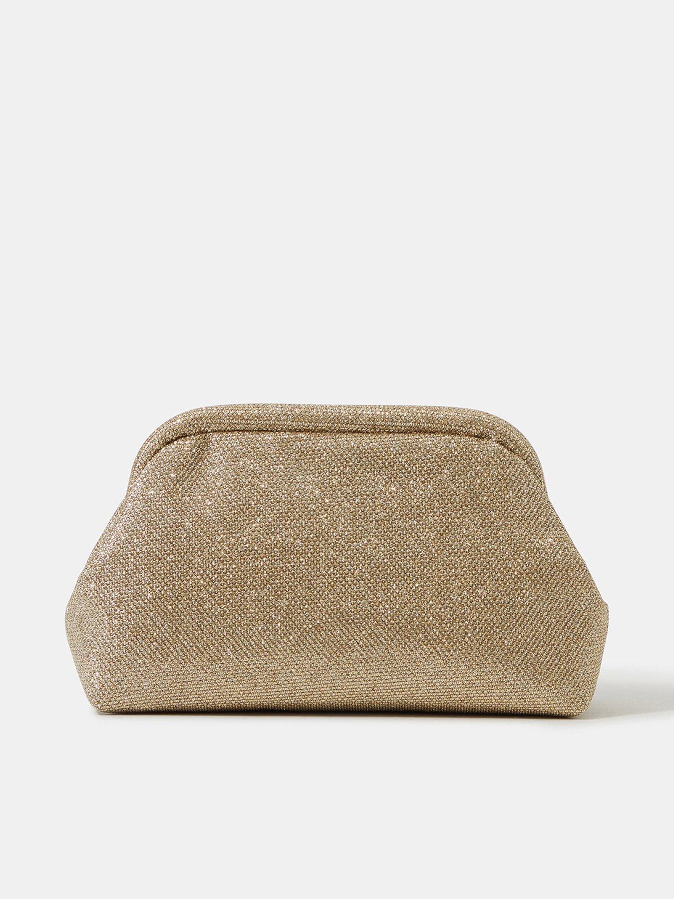Accessorize Lurex Cloud Clutch Bag - Gold
