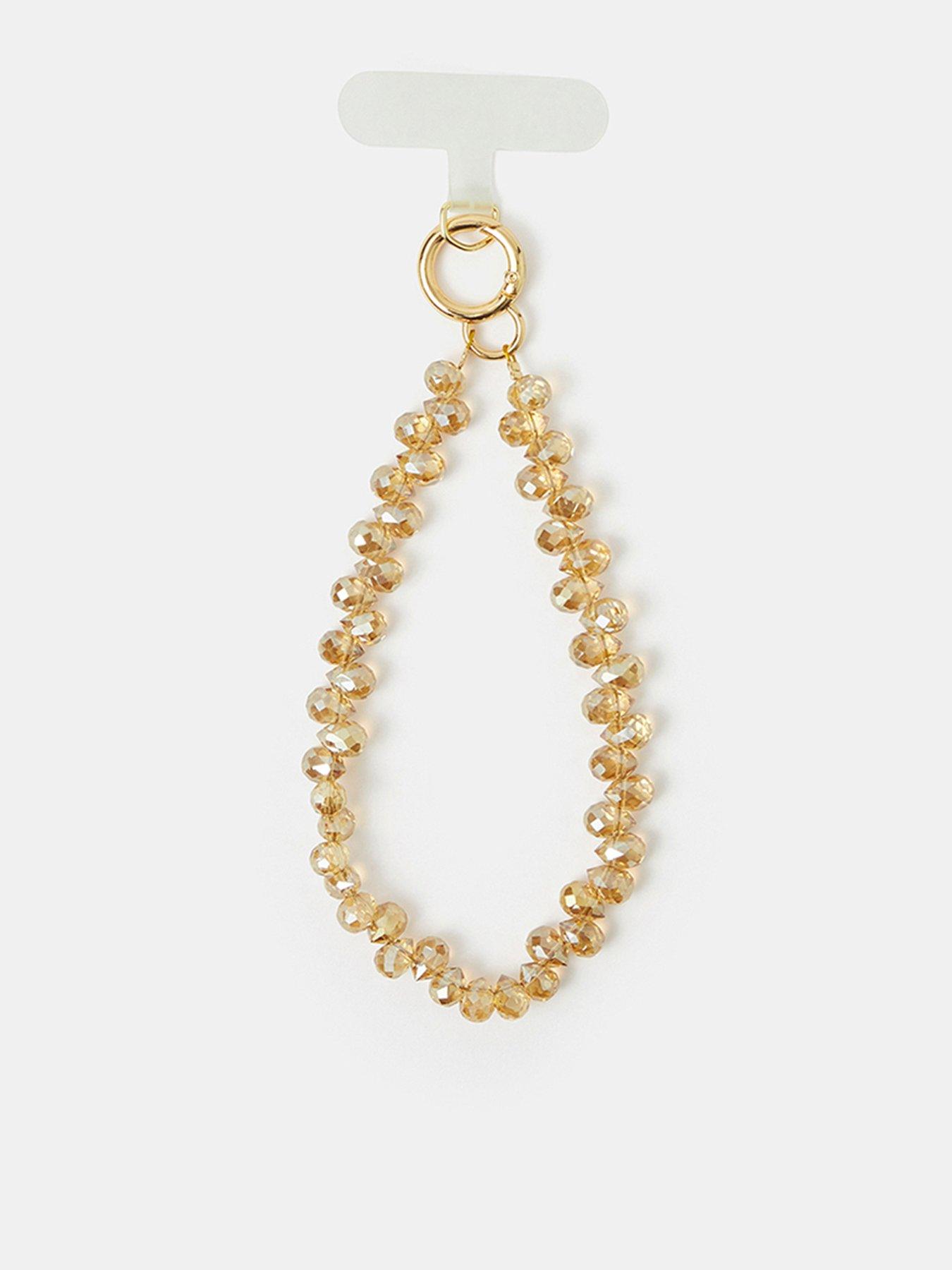 Accessorize Beaded Phone Wrist Strap - Gold
