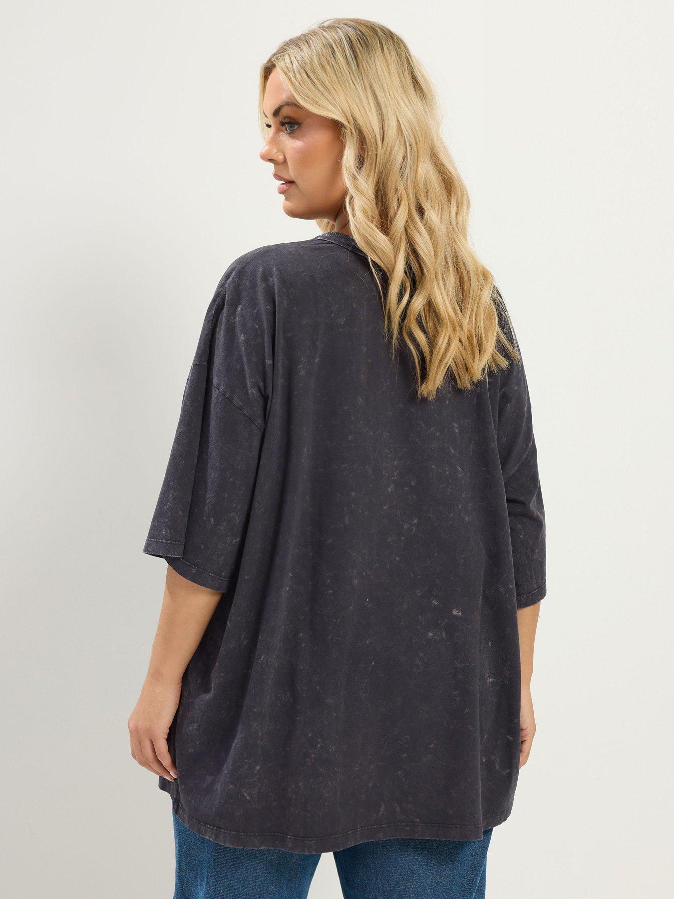 Image 2 of 4 of Yours Curve Placement Boxy T-Shirt - Grey