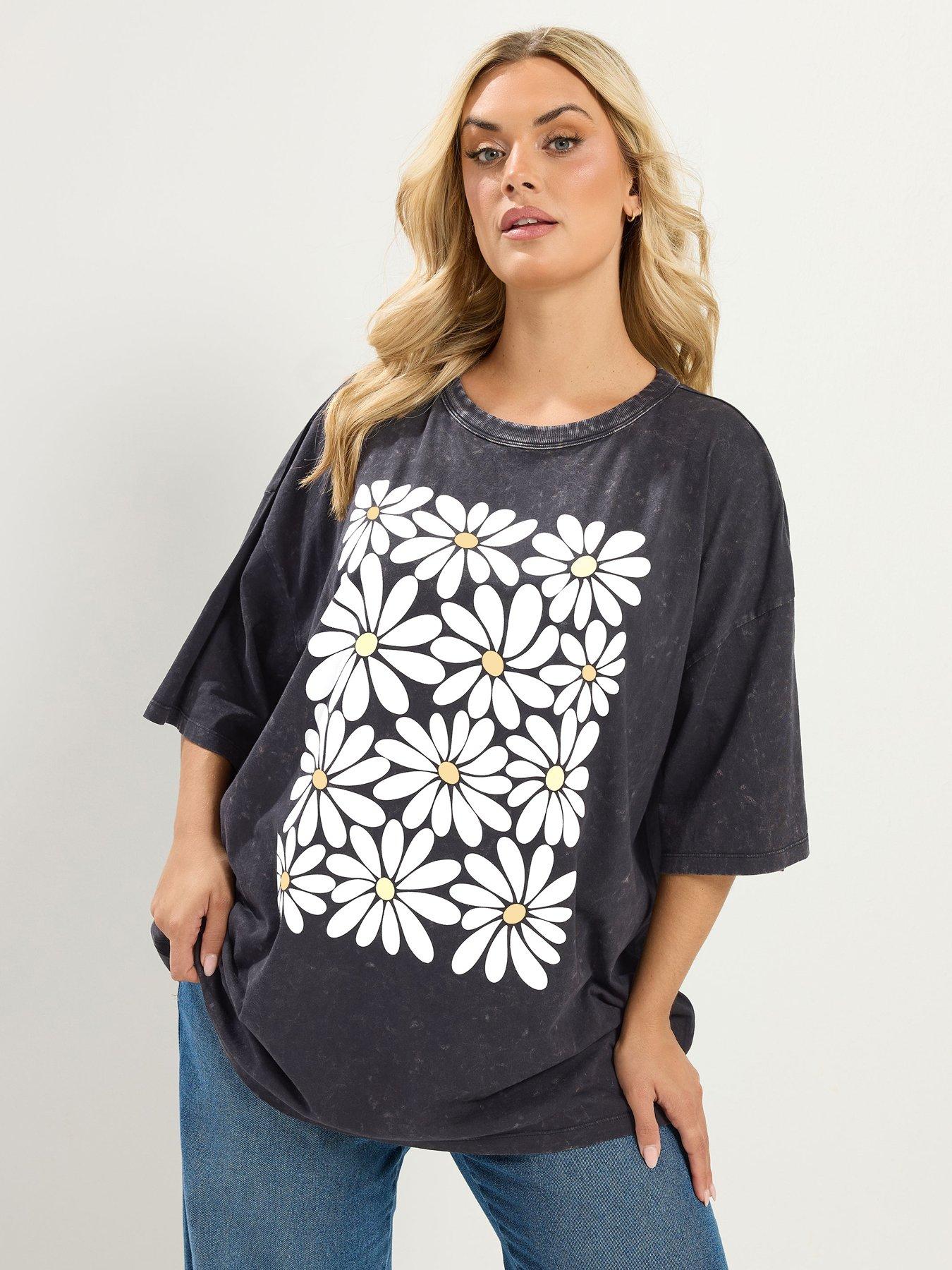 Image 4 of 4 of Yours Curve Placement Boxy T-Shirt - Grey