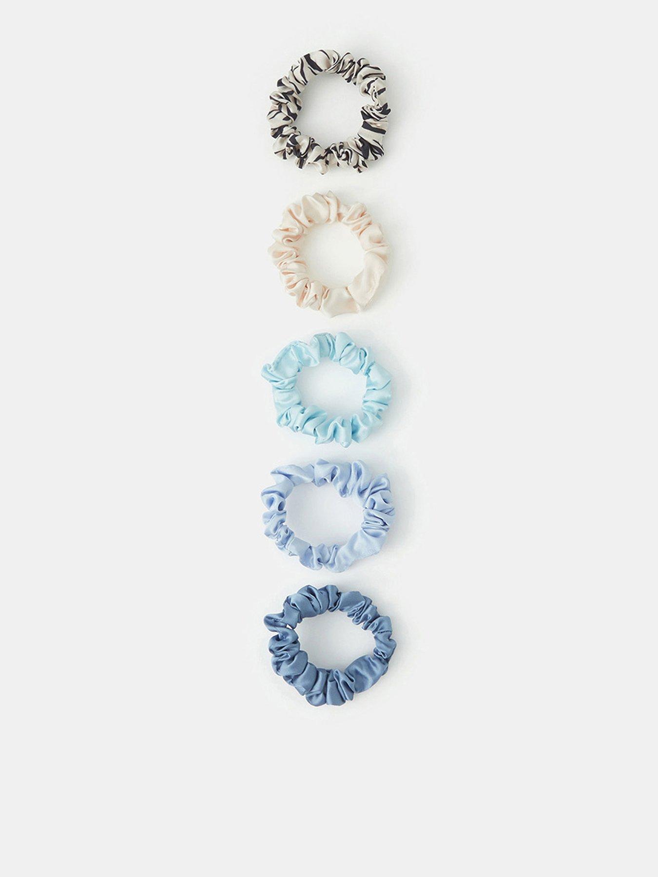 Accessorize 5 Pack Zebra Print Hair Scrunchies - Blue