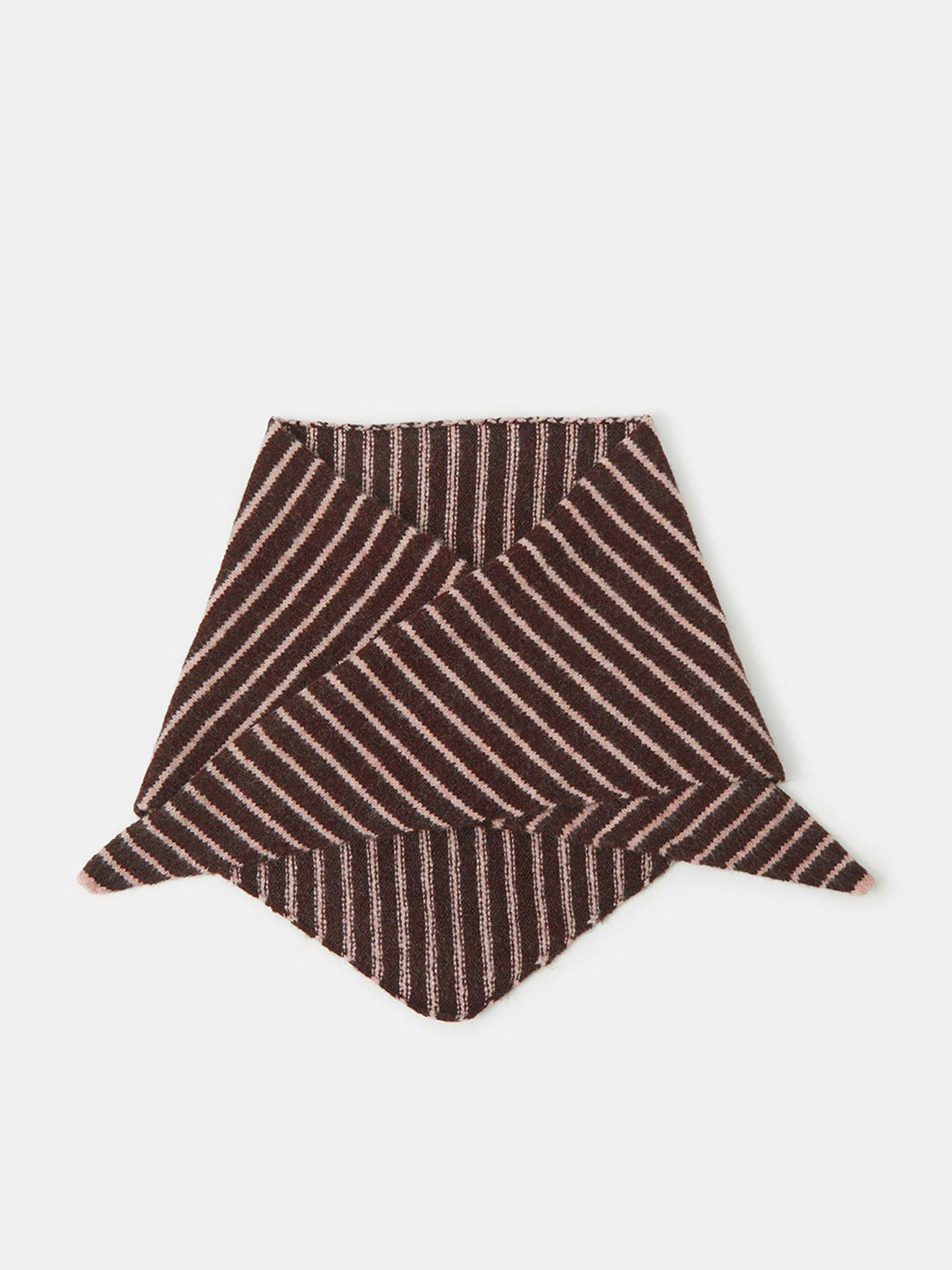 Accessorize Stripe Knit Triangle Scarf - Brown