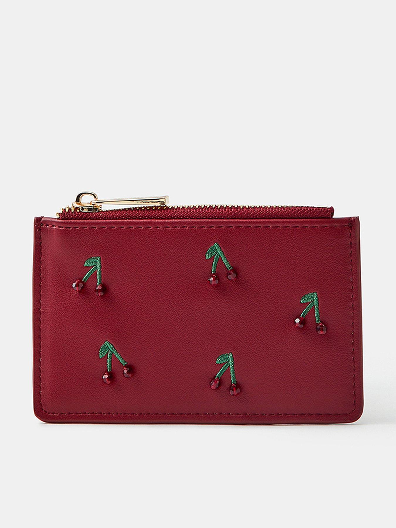 Accessorize Beaded Cherry Cardholder - Red