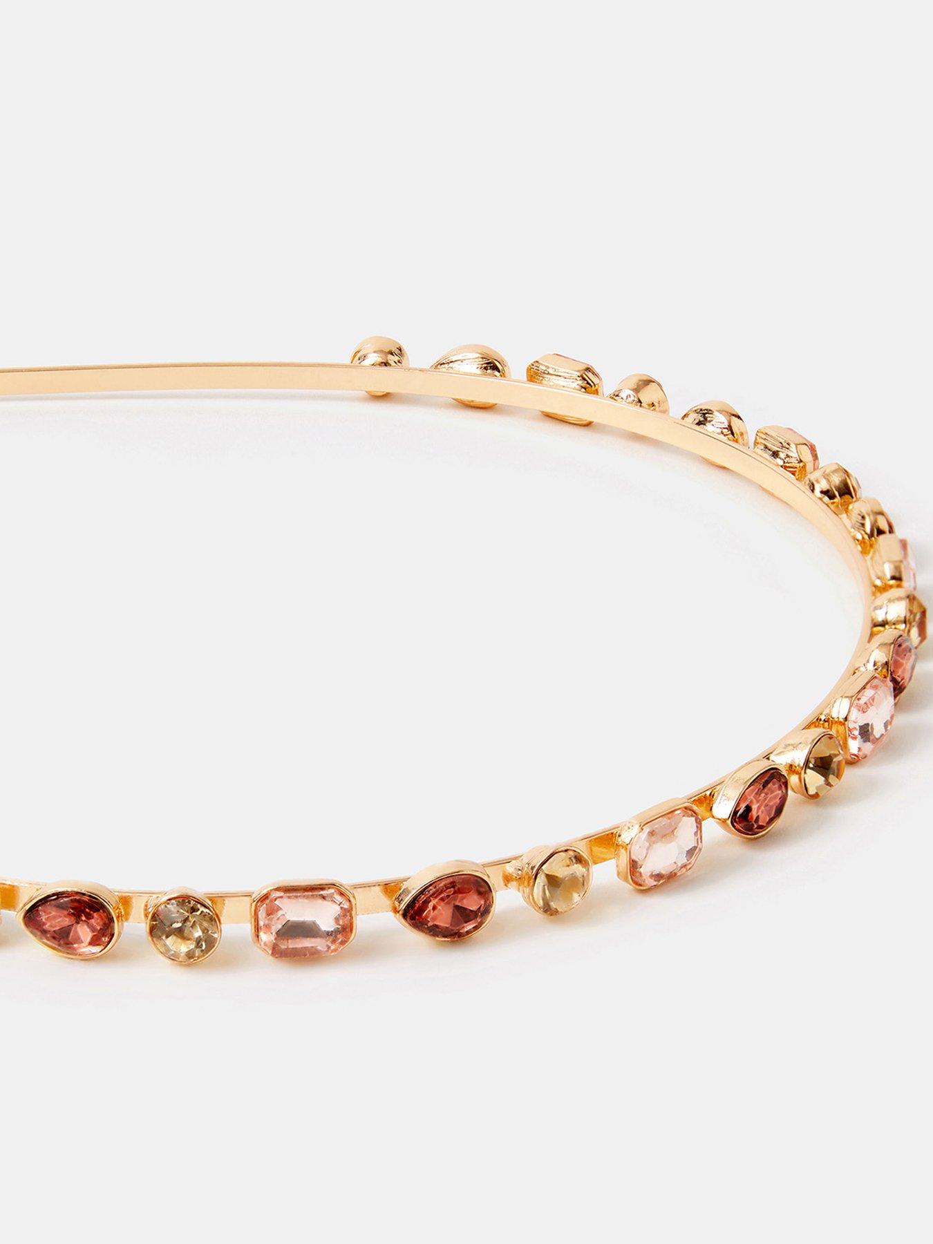 Image 2 of 2 of Accessorize Gemstone Embellished Alice Headband - Gold