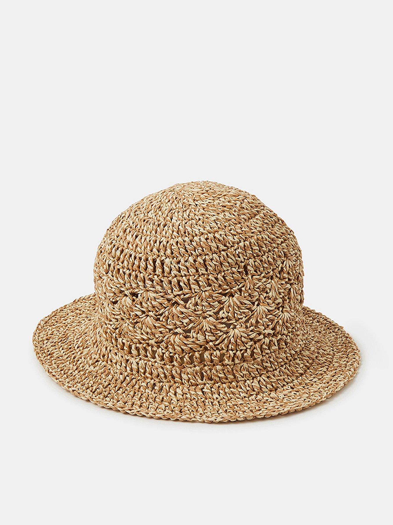 Image 1 of 3 of Accessorize Crochet Bucket Hat with Woven Texture - Beige